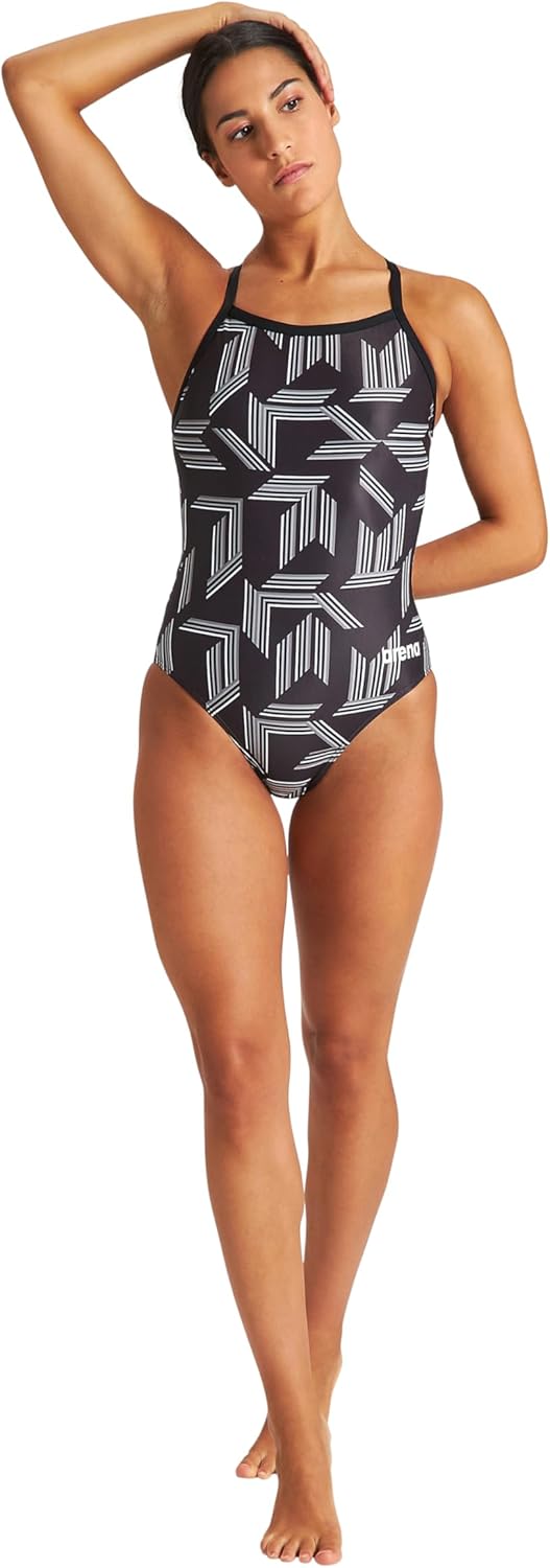 ARENA Performance Girls' Puzzled Team Print Light Drop Back Youth Bathing Swimsuit - Image 6