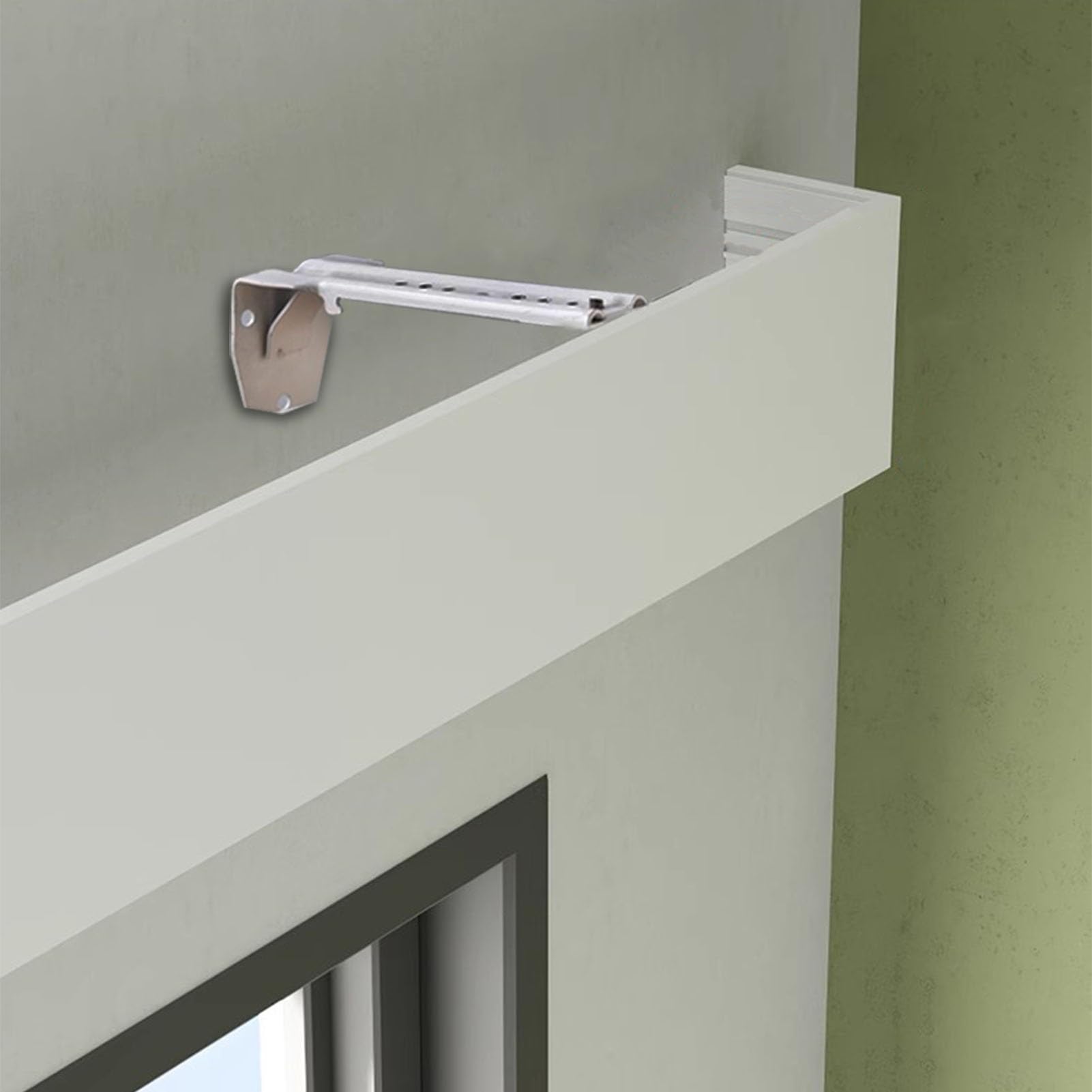 Tringle à rideau décorative avec cantonnière - 10,5 cm de haut - Corniche de rideau pour fenêtres - 2,3 m - Cache-cassette avec rail