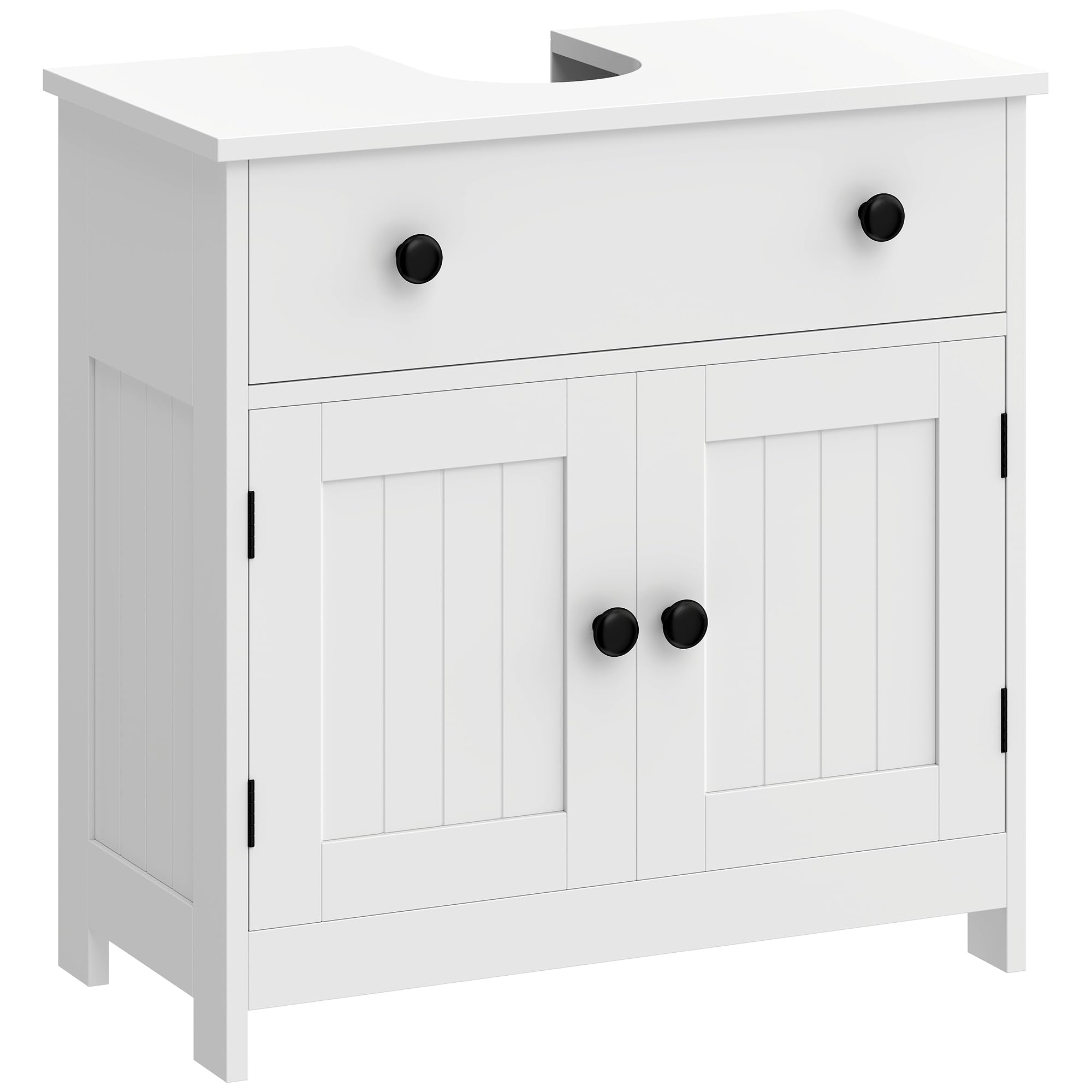 HOMCOM Meuble sous lavabo Charnières Fermeture Douce 60 x 30 x 60 cm Blanc