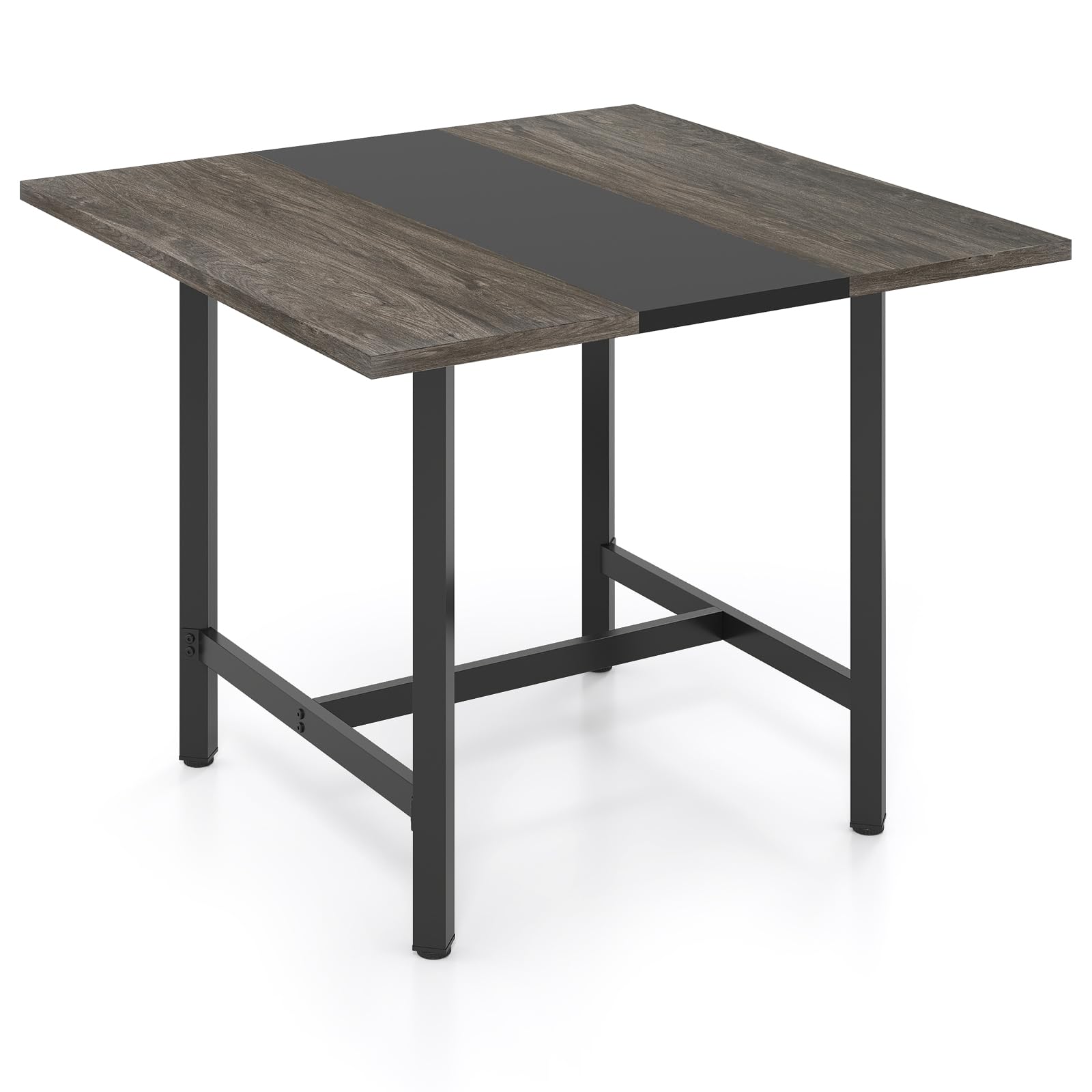 GIANTEX Petite Table de Conférence Carrée 100 cm pour 4 Personnes, avec Cadre Métallique Robuste, 100 x 100 x 75 cm, Design Compact, Table de Reunion pour Salle de Conférence, Bureau, Gris