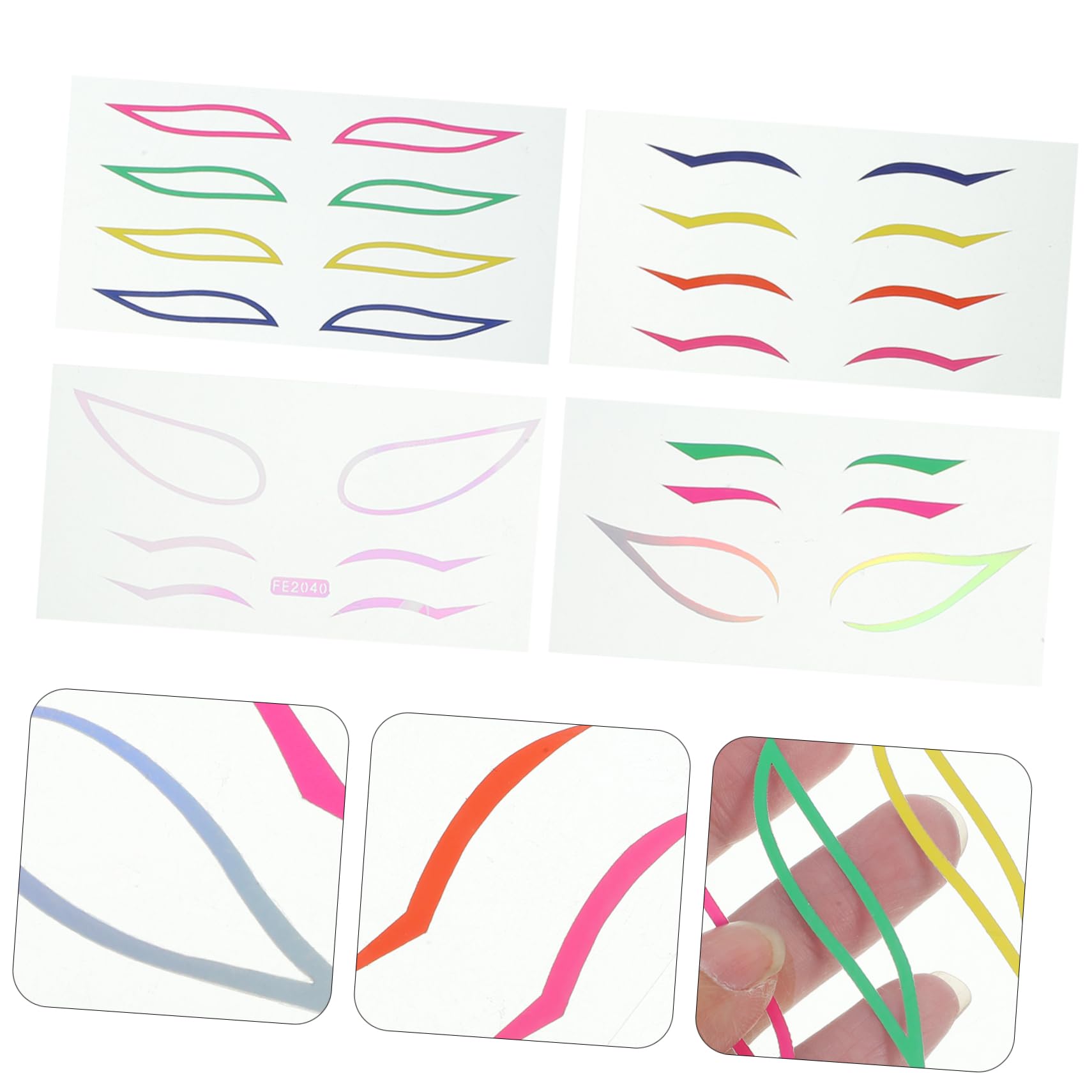 Healeved 16juegos Eyeliner Stickers Impermeables Para Maquillaje De Ojos Adhesivos De Delineador De Ojos Para Fiestas y Viajes Herramienta De Belleza Portátil