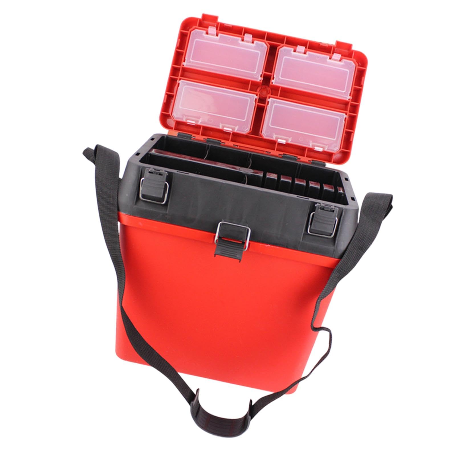 kowaku Large Fishing Tackle Box Trunk Storage Box Waterproof Lures Case Organizer Folding Handheld Fishing Equipment Fish Bucket, Red