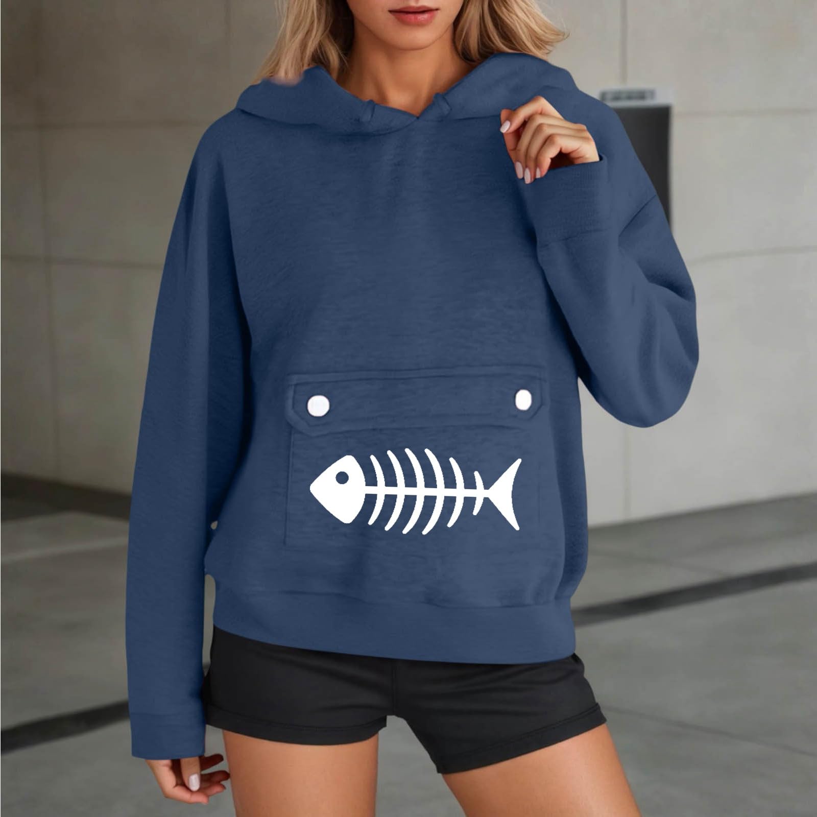 Katzen-Kapuzenpullover für Damen, mit Kapuze, grafischer Haustier-Beutel, Kapuzenpullover, für Damen, Welpen, Winter, Herbst, langärmelig, mit Fleece gefüttert, Anime-Hoodie