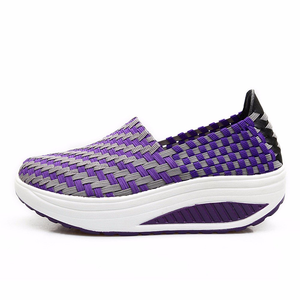 Yall Lady Hand Woven Shoes Casual Shoes,Purple,37