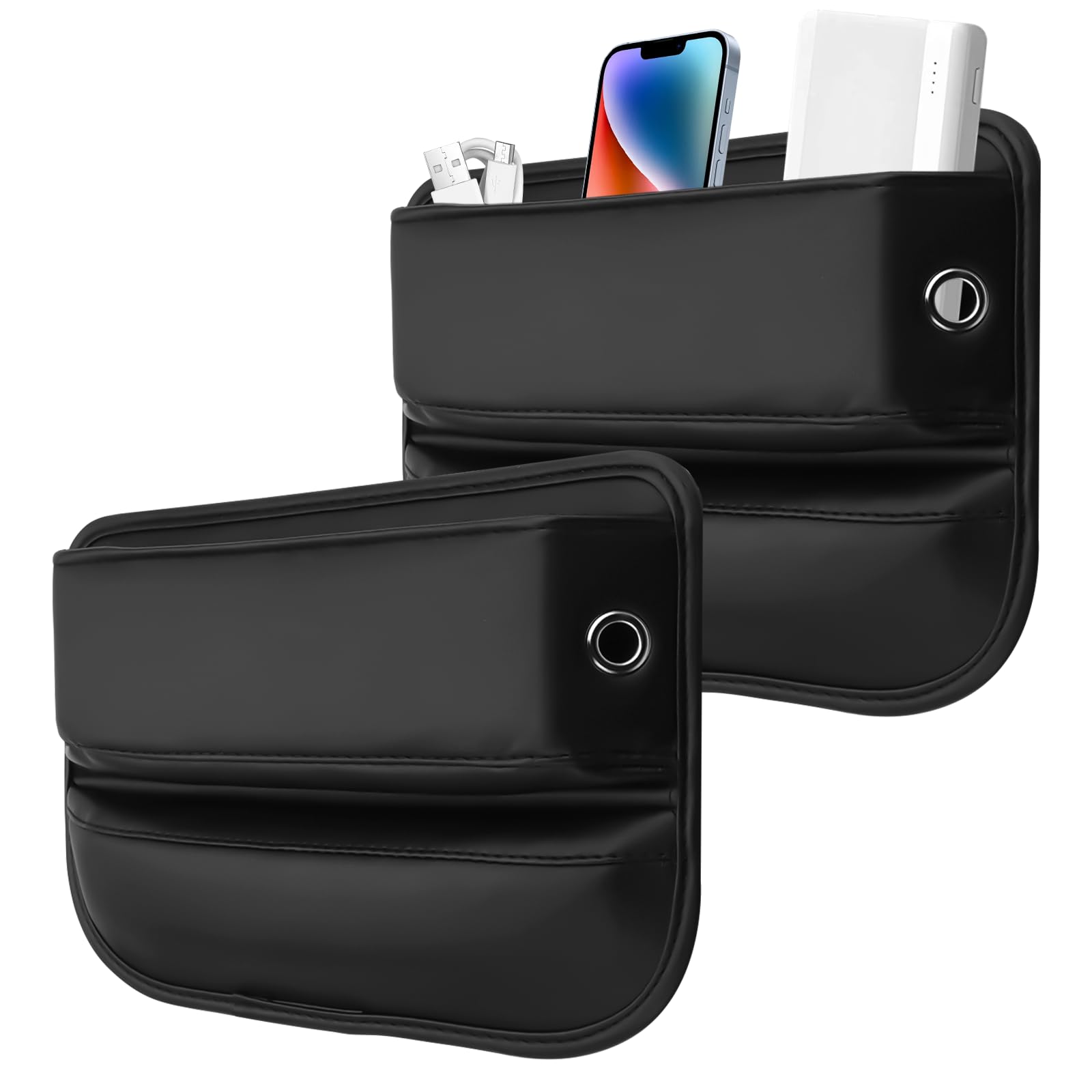 2 Piezas Caja de Almacenamiento para Asiento de Coche, Organizador Gap Asiento Coche, Organizadores de Asientos para Automóviles, Organizador para El Hueco Del Asiento Del Coche para Teléfonos Móviles
