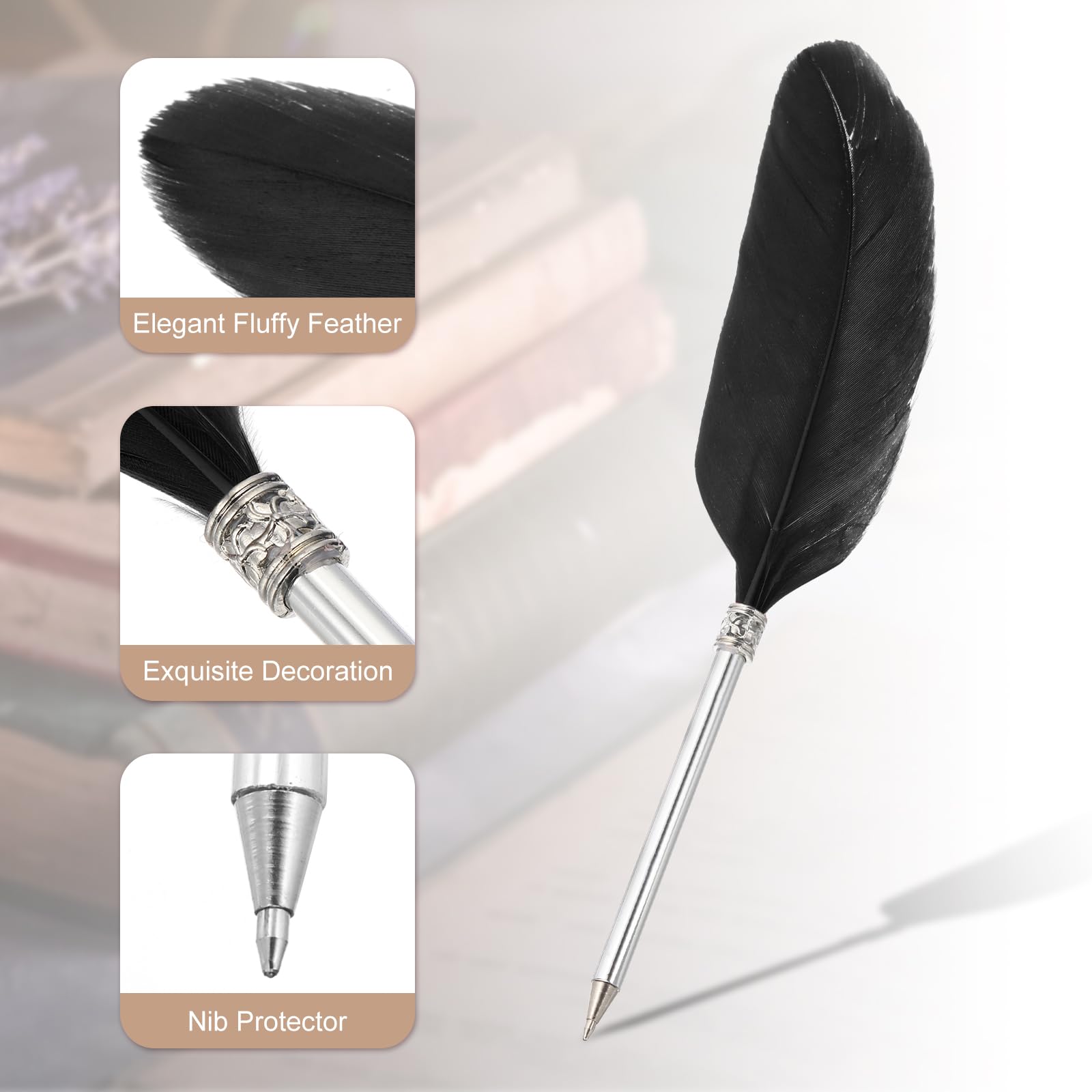 PATIKIL 4 Pcs Feather Ballpoint Pen - Image 3