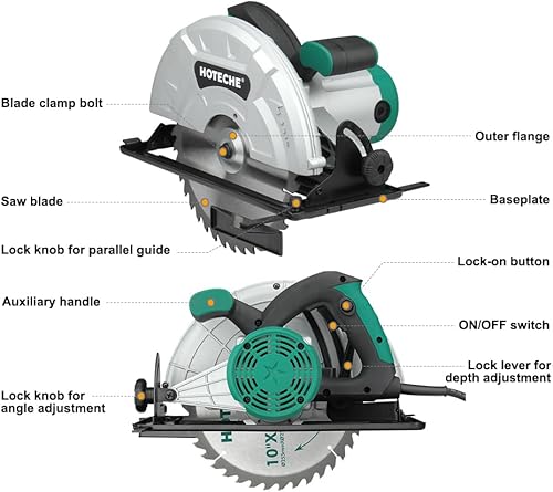 Miniatura 2 de Hoteche Sierra de mesa portátil compacta de 10 pulgadas con hoja de sierra para uso en mesa de trabajo