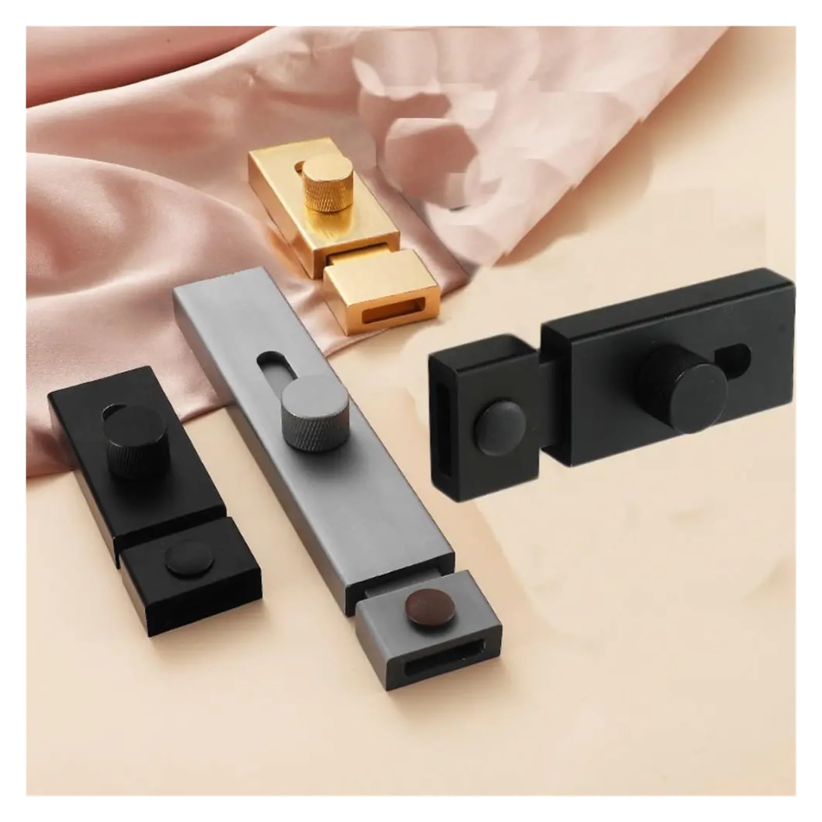 Kreativer Türschloss-Schutzriegel, Diebstahlsicherung, Haspe, Schiebescheune, Haushalt, Verdickung(Black,3 inch)