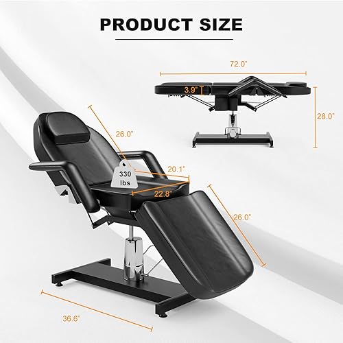 Miniatura 2 de Paddie Mesa de tatuaje hidráulica con bolsillo de almacenamiento silla facial giratoria de altura ajustable para cliente esteticista extensión de