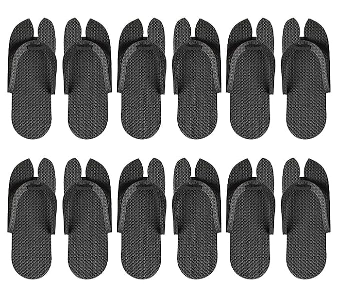 Image of CHITRA Spa & Hotel Free Size Flip-Flop Slippers with 5MM Sole | Comfortable, Disposable Slippers for Hotels, Spas, Guest Rooms & Travel - Black (Pack of 6)