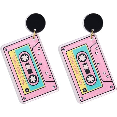 Punk 70S 80s Cassette Tape Earrings - Groovy Retro Tape Dangle Earrings