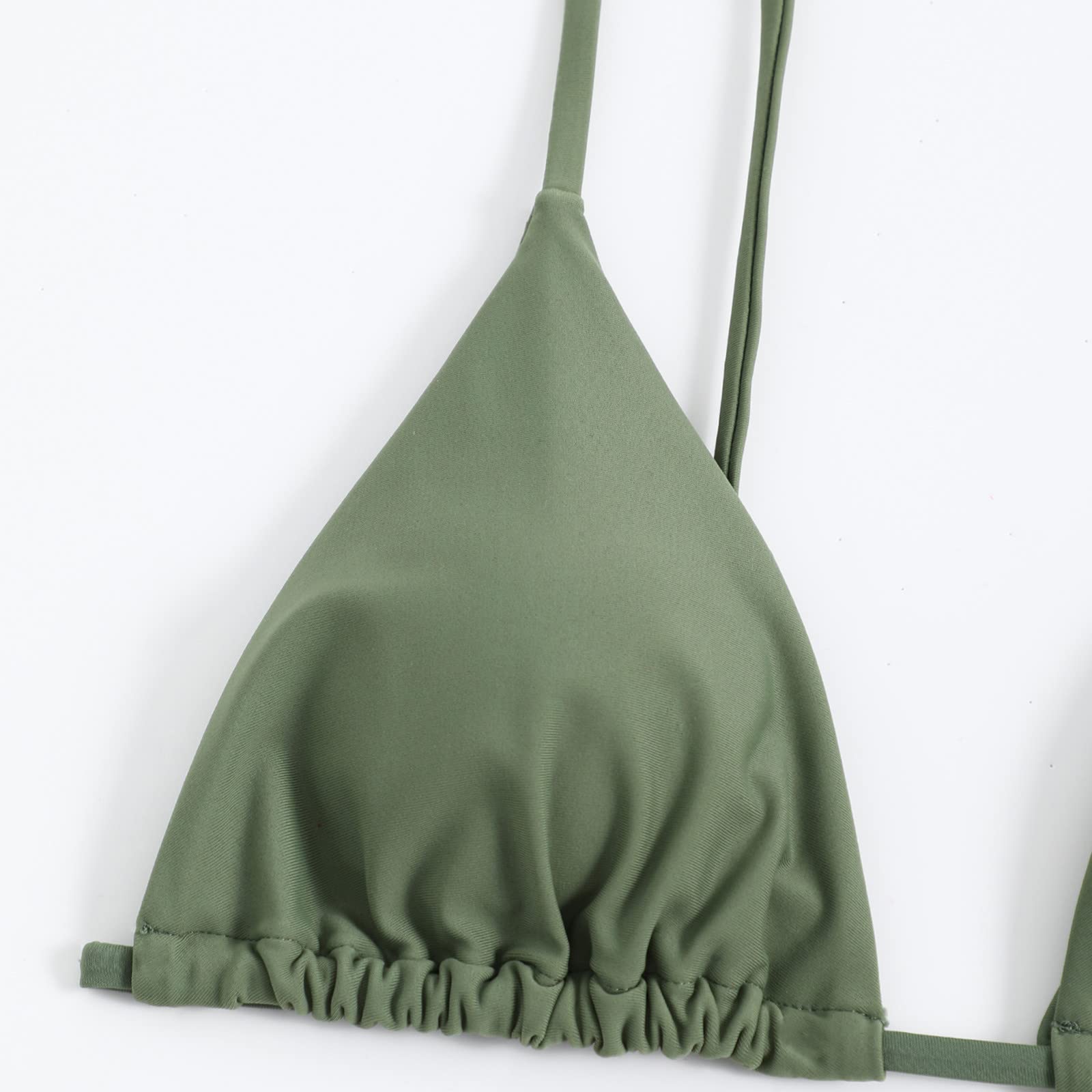 Bikini da donna, 3 pezzi, con fascia, push-up, brasiliano, costume da bagno sexy, verde militare, L