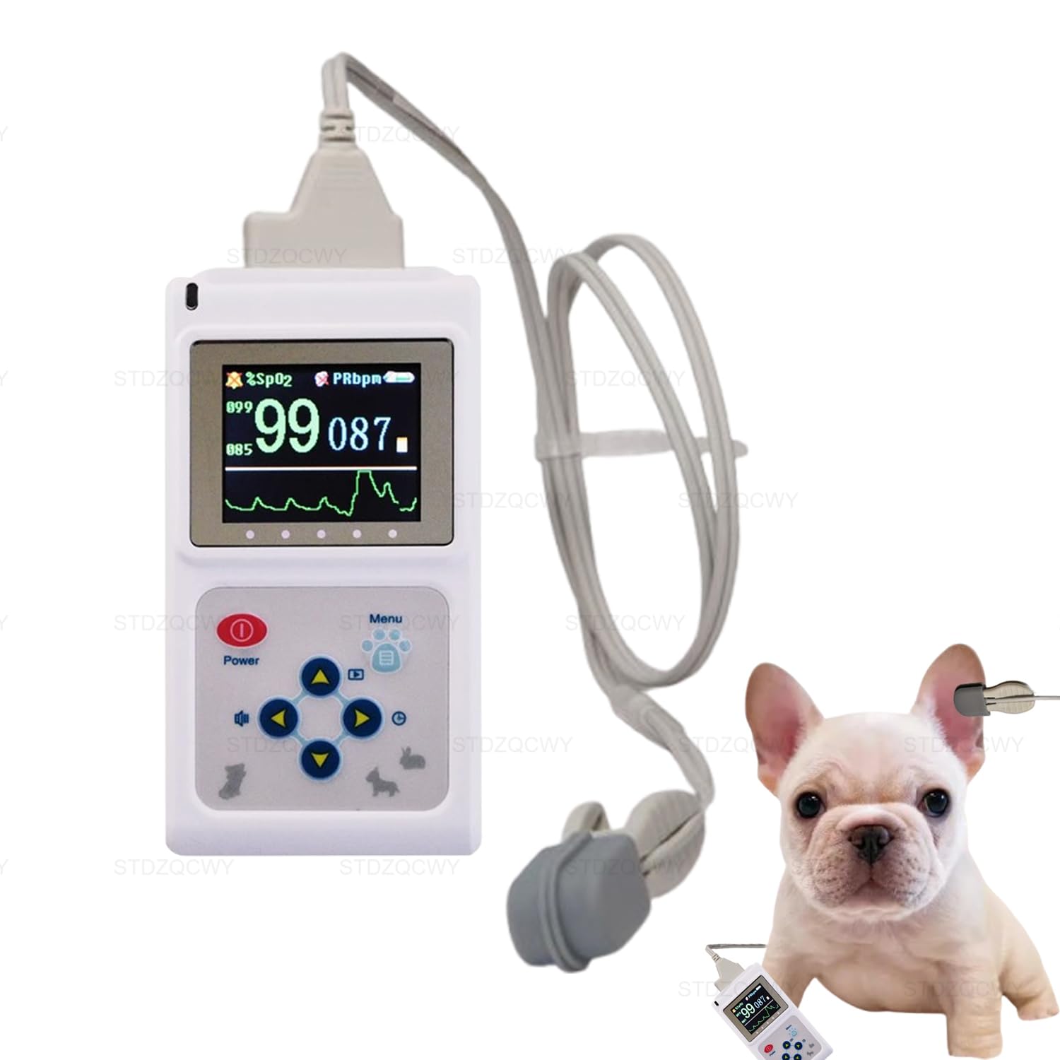 Monitor Veterinario Per Animali Domestici, Cani E Gatti, Con Sonda SpO2 Per La Lingua/orecchio, Funzione Di Archiviazione E Riproduzione, Pulsossimetro Veterinario Portatile Per Cliniche Veterinarie