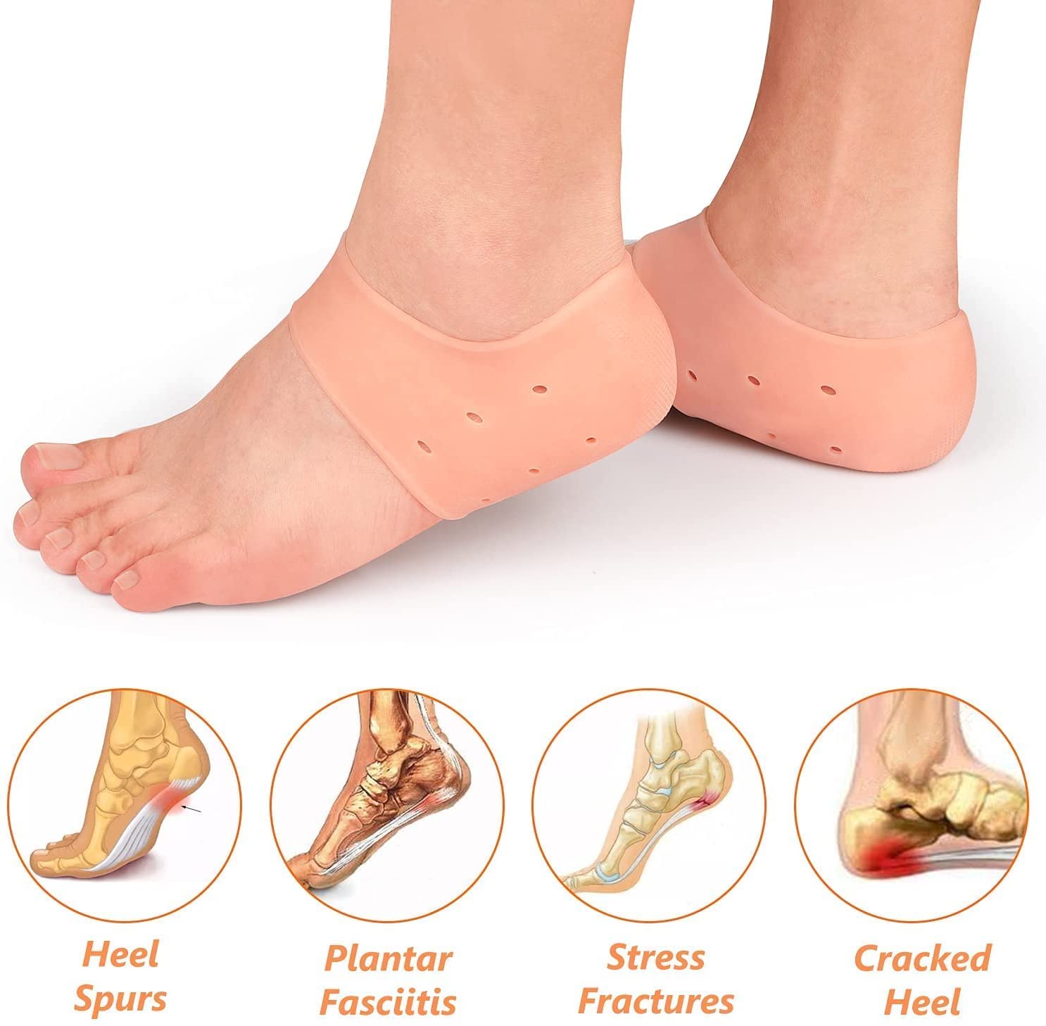 Spefez Silicone Gel Heel Pad Socks For Heel Swelling Pain Relief,Dry Hard Cracked Heels Repair Cream Foot Care Ankle Support Cushion Combo - For Men And Women 2
