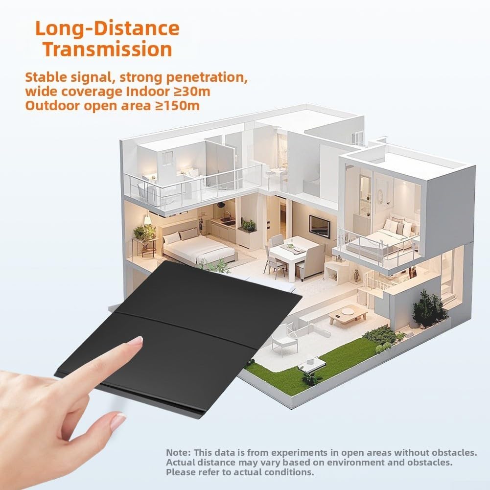DAZZLEEX Interruptor de luz de control remoto inalámbrico impermeable, potencia autogeneradora para iluminación interior y exterior, interruptor de pared eléctrico ABS portátil con control de fijación