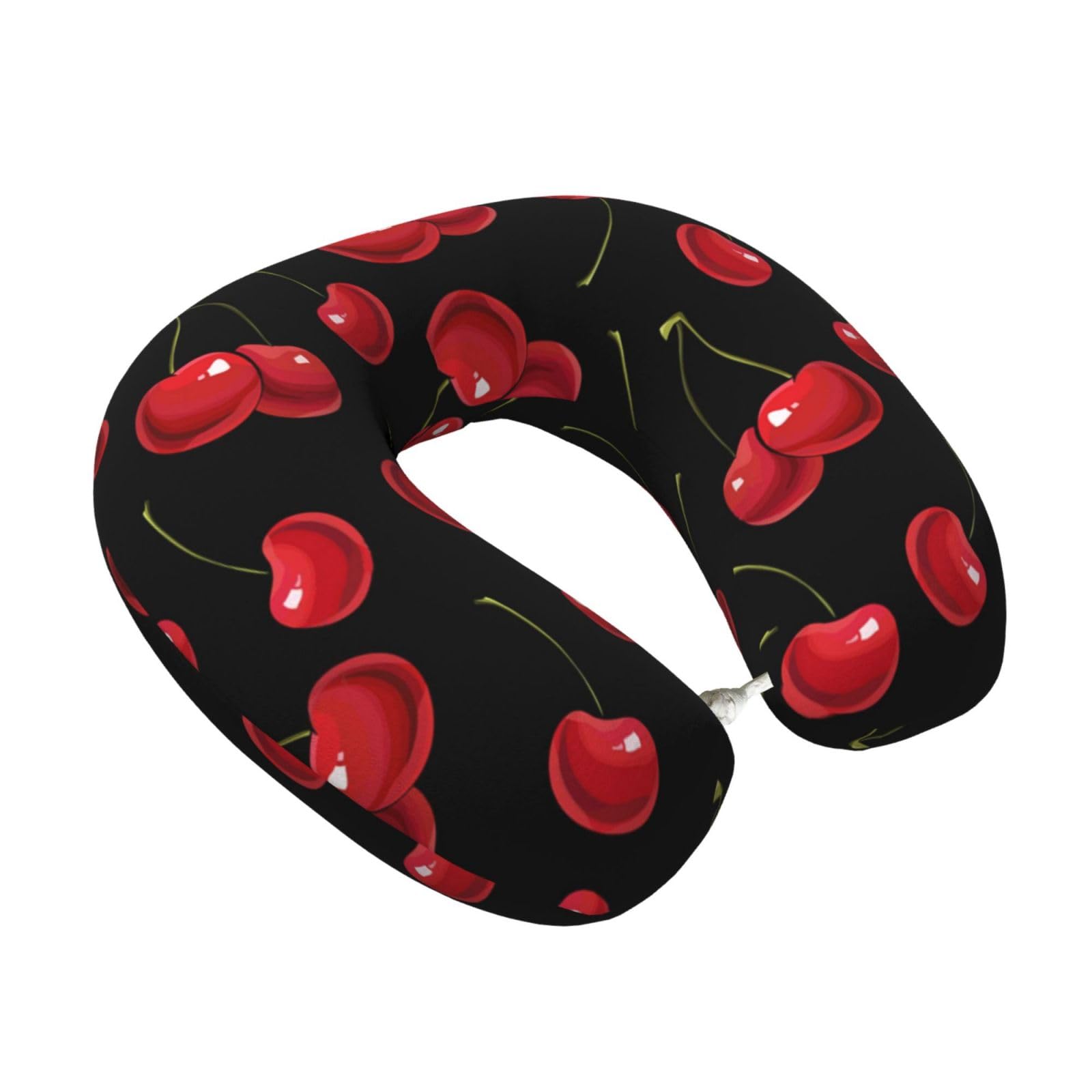 LKYMOH Cherry, Travel Neck Pillow U-Shaped Memory Neck Support Soft Comfortable With Washable Cover For Airplane Car Traveling and Office