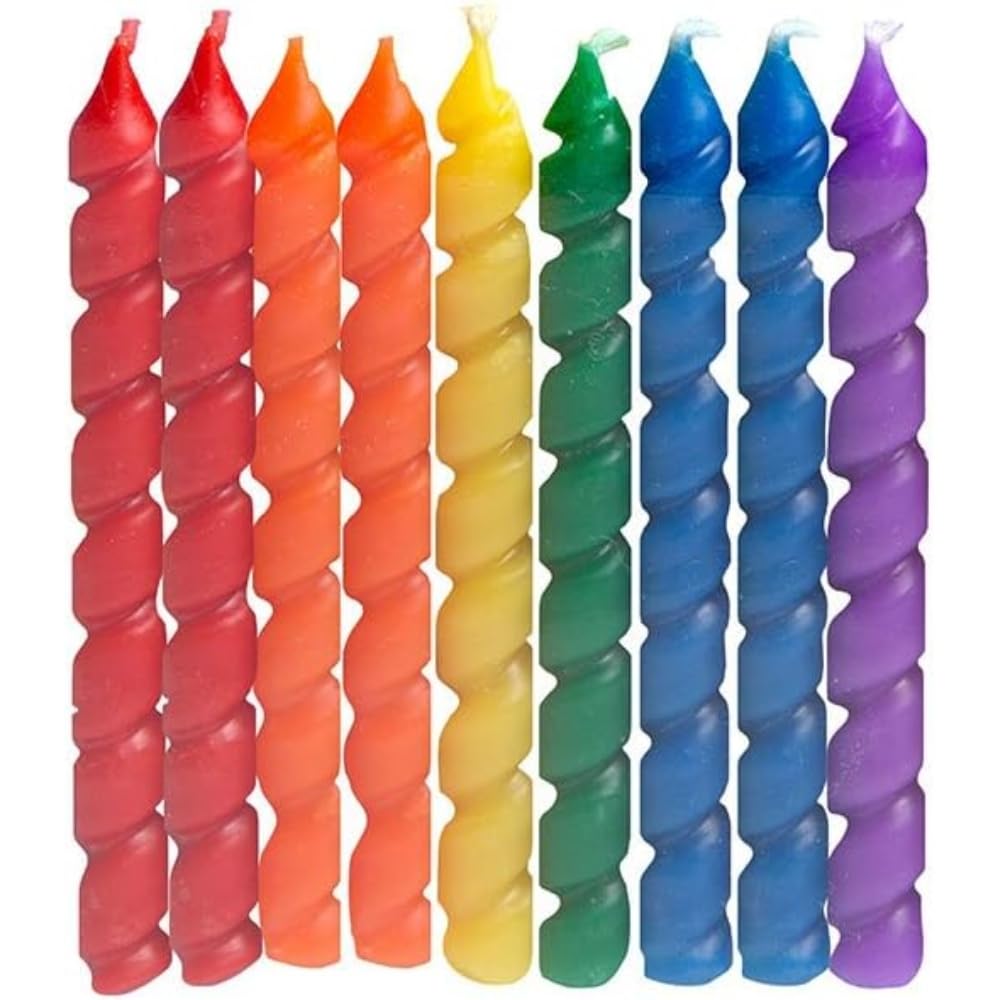 Unique Rainbow Spiral Birthday Candles - 10ct, Vibrant Assorted Colors - Perfect For Parties, Cake Decorations & Celebrations