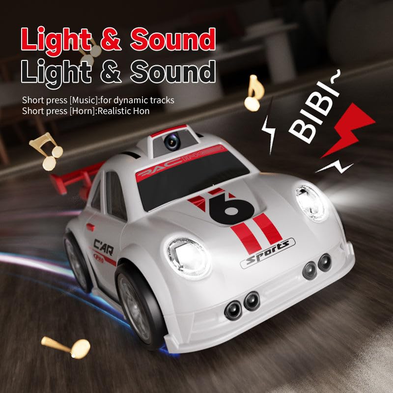 Image of Xiza Mini Smart RC Camera Car - Screen Controller Remote Control Racing Car with LED Lights, Drift Function & Intelligent Follow Sensor Toy for Kids