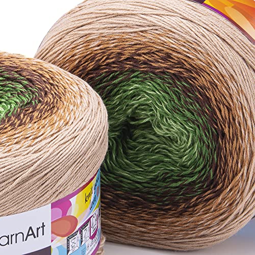 Image of Yarn Art YarnArt Flowers Yarn 55% Cotton 45% Acrylic 250gr 1094yds Multicolor Cotton Yarn Rainbow Crochet Yarn Spring Summer - 1 Fine Sport Skein (308)
