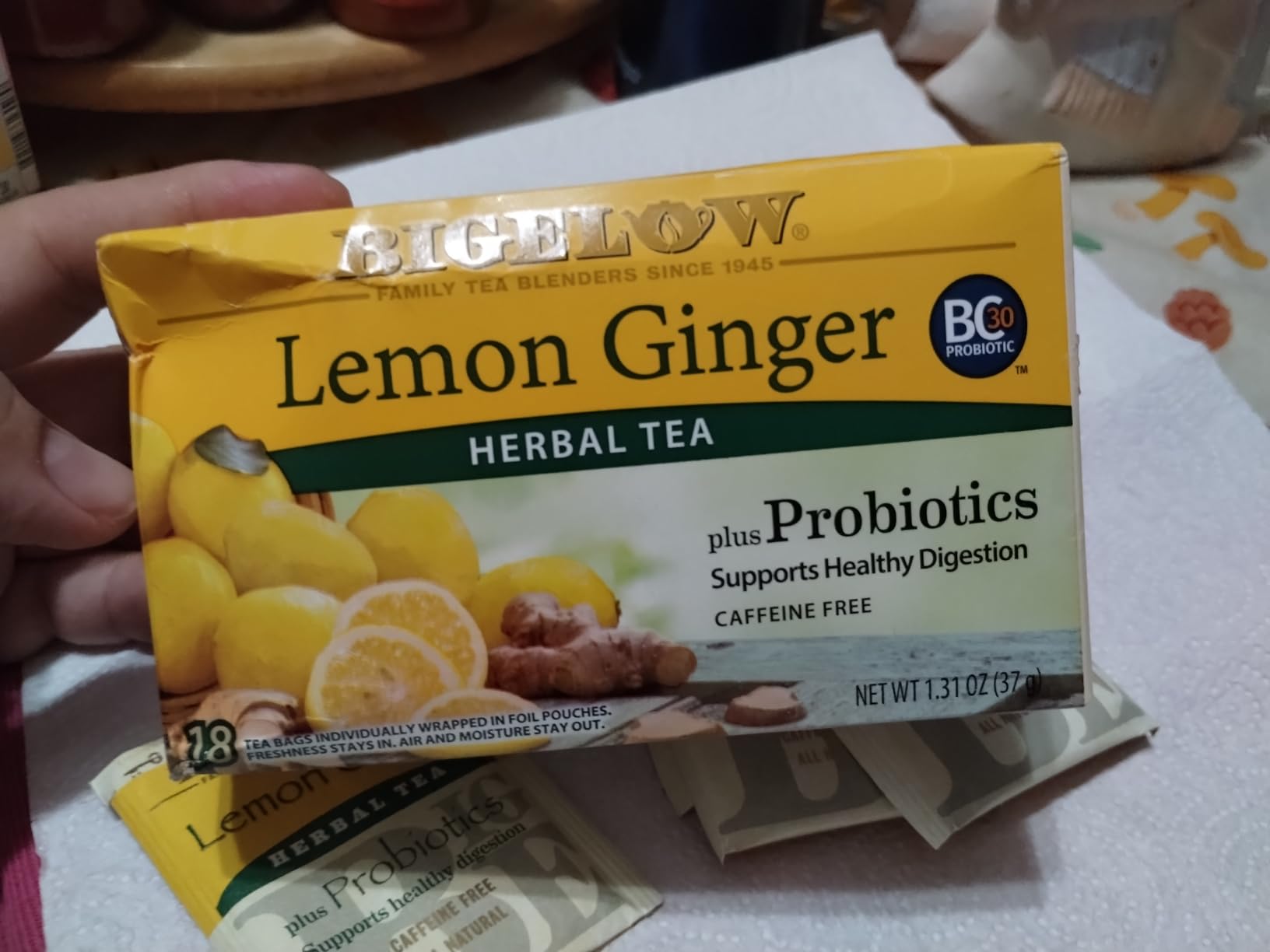 Bigelow Lemon Ginger Herbal Tea 18 Bags 3 Pack