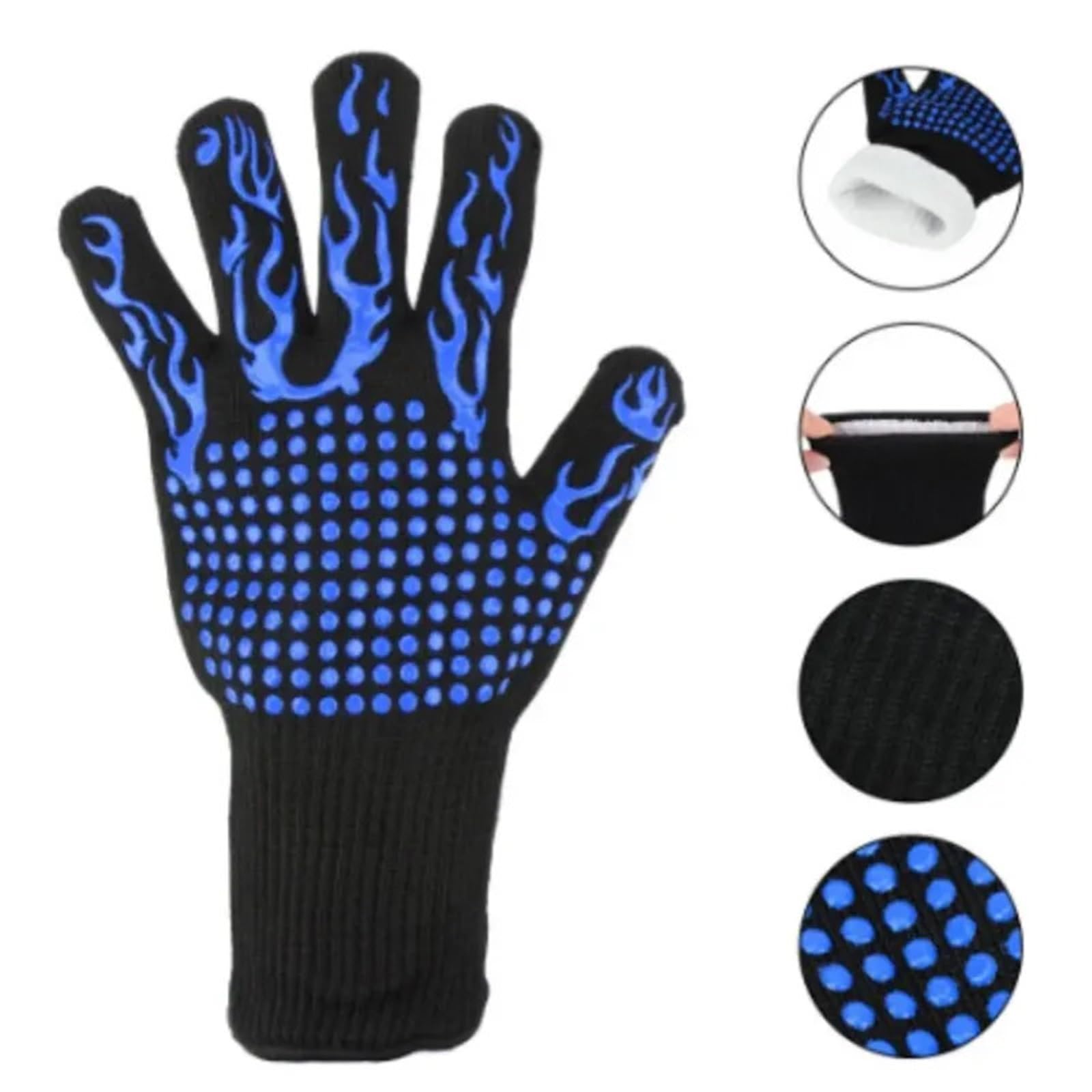 1 par de Guantes Horno Resistentes al Calor: Silicona Antideslizantes y a Cortes for Barbacoa, Cocina, Parrilla, Camping Utensilios(Red 32CM)