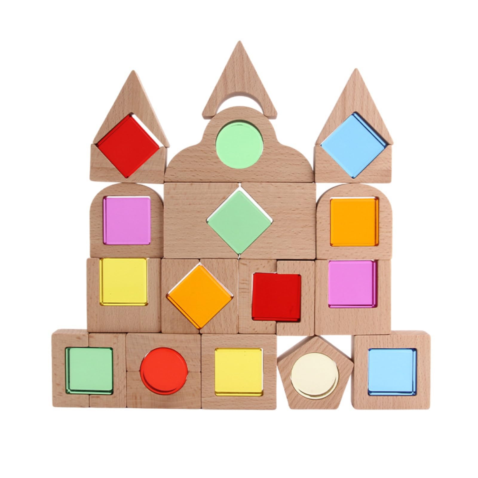 Holzbausteine mit Acrylfenster Visuell Holzbausteine mit Acryl Bunt SinneswahrnehmungBausteine für
