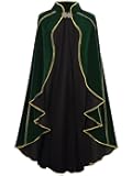 Women's Medieval Cloak Stand Collar Deluxe Velvet Gold Trim Cape for Adult