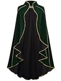 Women&apos;s Medieval Cloak Stand Collar Deluxe Velvet Gold Trim Cape for Adult