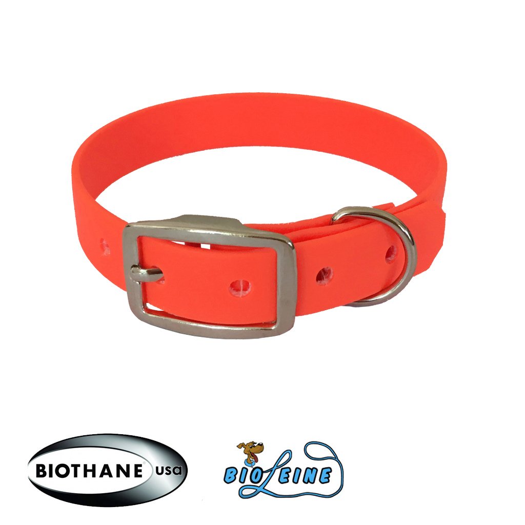 Bio-leine Biothane Hundehalsband Mit Dornschnalle – Wasserabweisend, Für Halsumfang 40–50 Cm, In Orange
