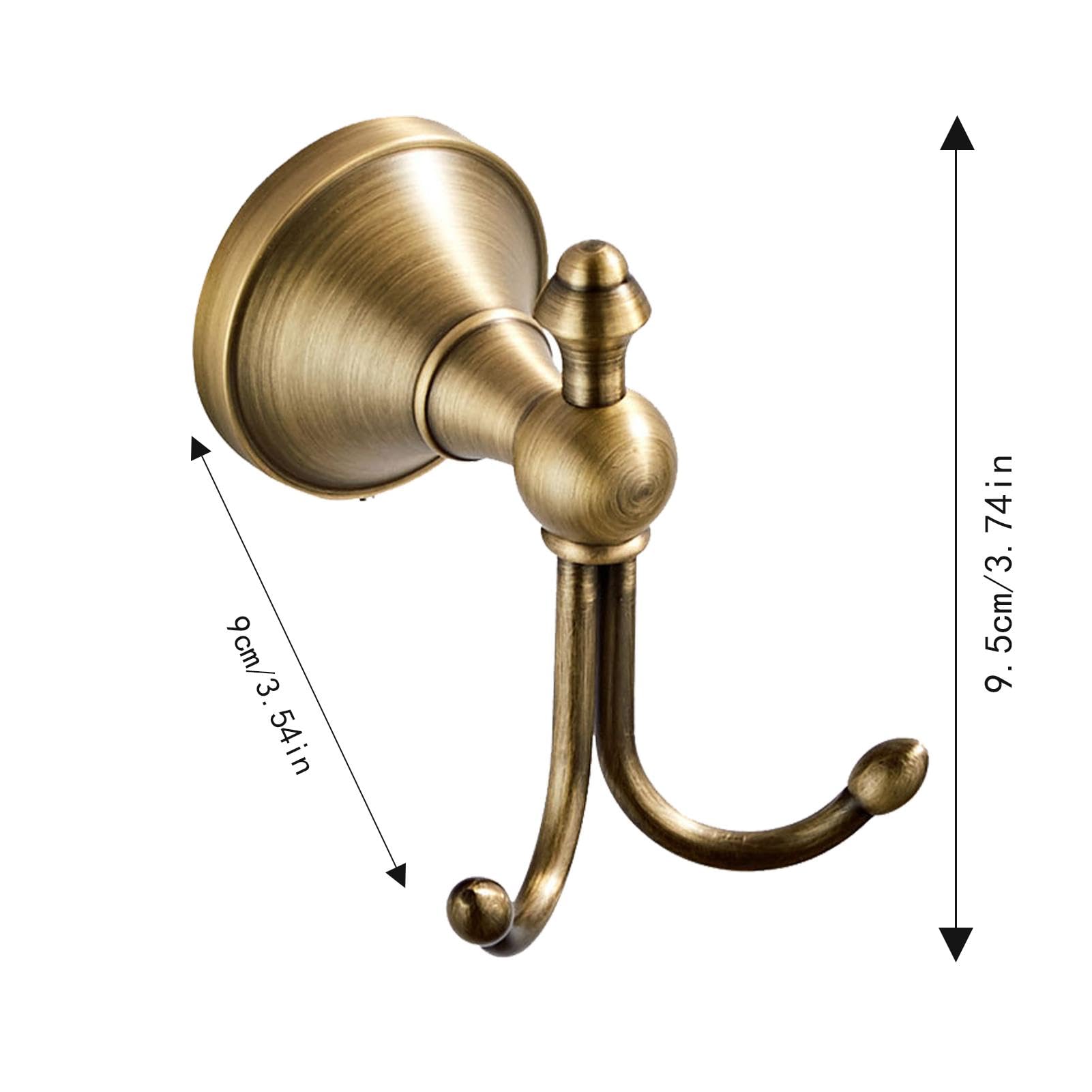 Gancio per accappatoio vintage - Portasciugamani con ganci gemelli in massiccio, Appendiabiti per porta del bagno antico | Ganci adesivi - Parete in oro lucido, porta asciugamani da bagno, robu