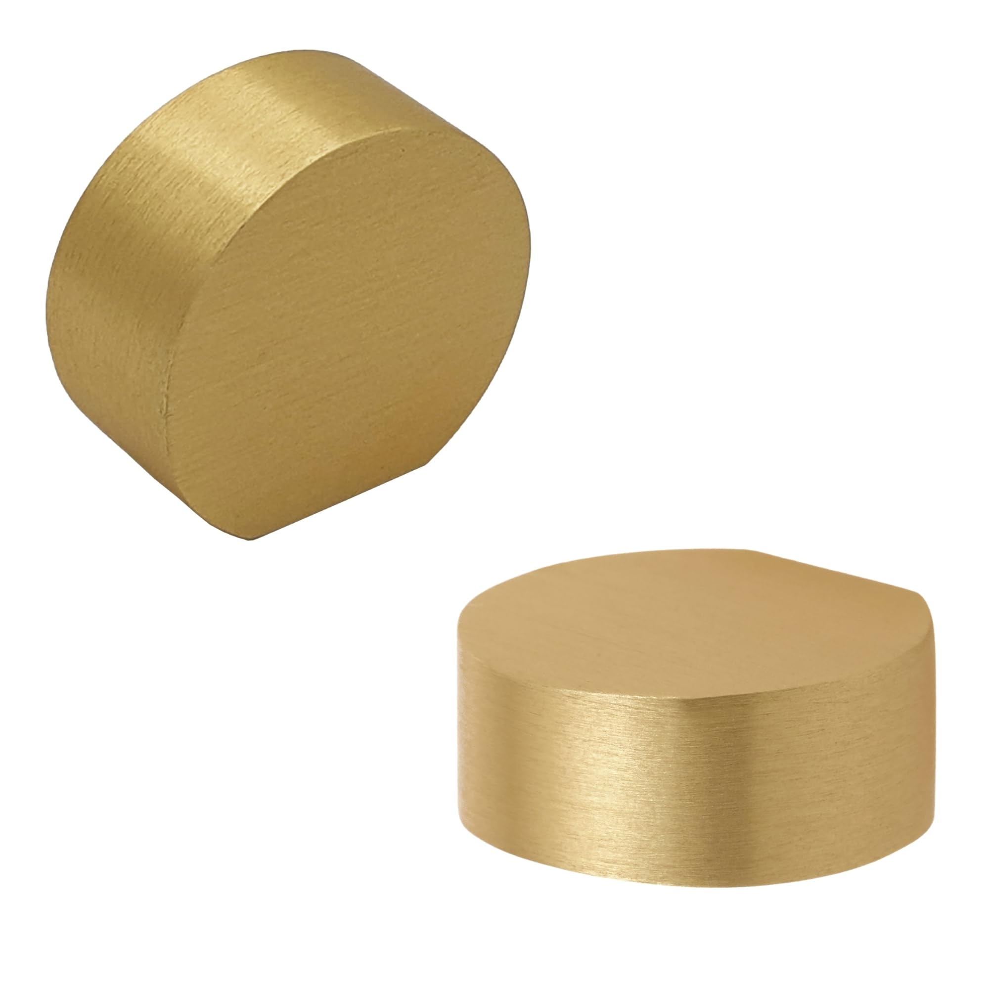 Keypak Brushed Brass 10 Pack Coin Metal Knobs 25Mm - Contemporary Cabinet & Drawer Knob Handles For Kitchen Cabinets, Wardrobes, Cupboards, Furniture & Diy Renovations (Brushed Brass)