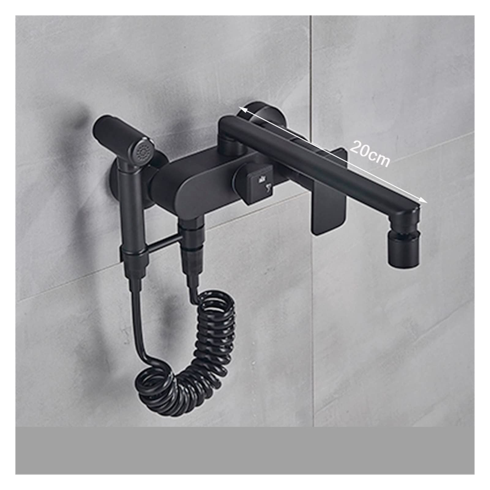 Robinet de salle de bain noir mat mural avec douchette mélangeur évier