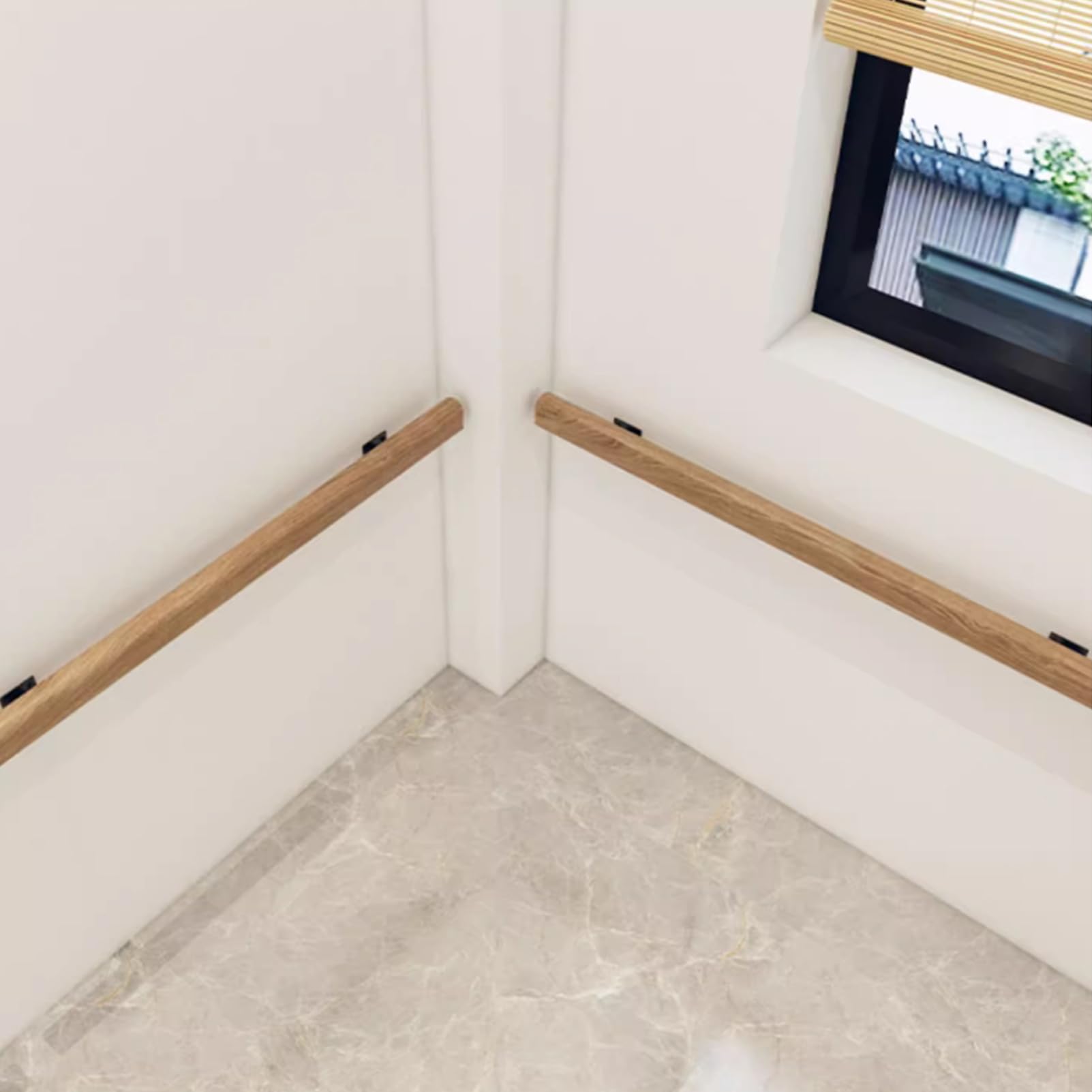 Handlauf Holz Innen Wasserdicht Rutschfest Sicherheit Haltegriff Handläufe für Treppen Treppenhandlauf Holzhandlauf mit Halterungen Treppengeländer für ältere Menschen Loft (150CM)