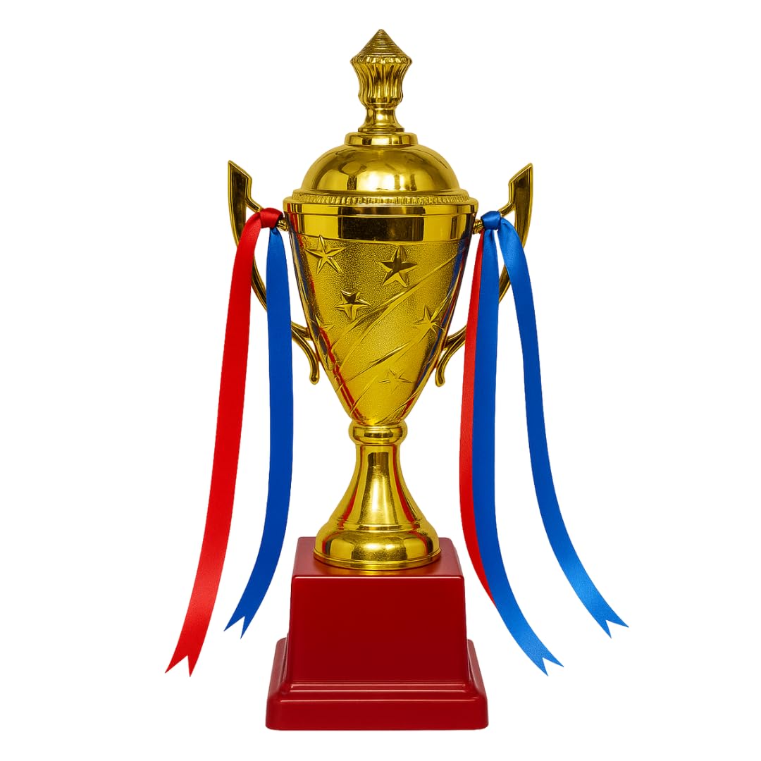 spellbale winner trophy t-203 (13 inch) – golden award trophy for winners & runners – sports, school, corporate & competition trophy with red base