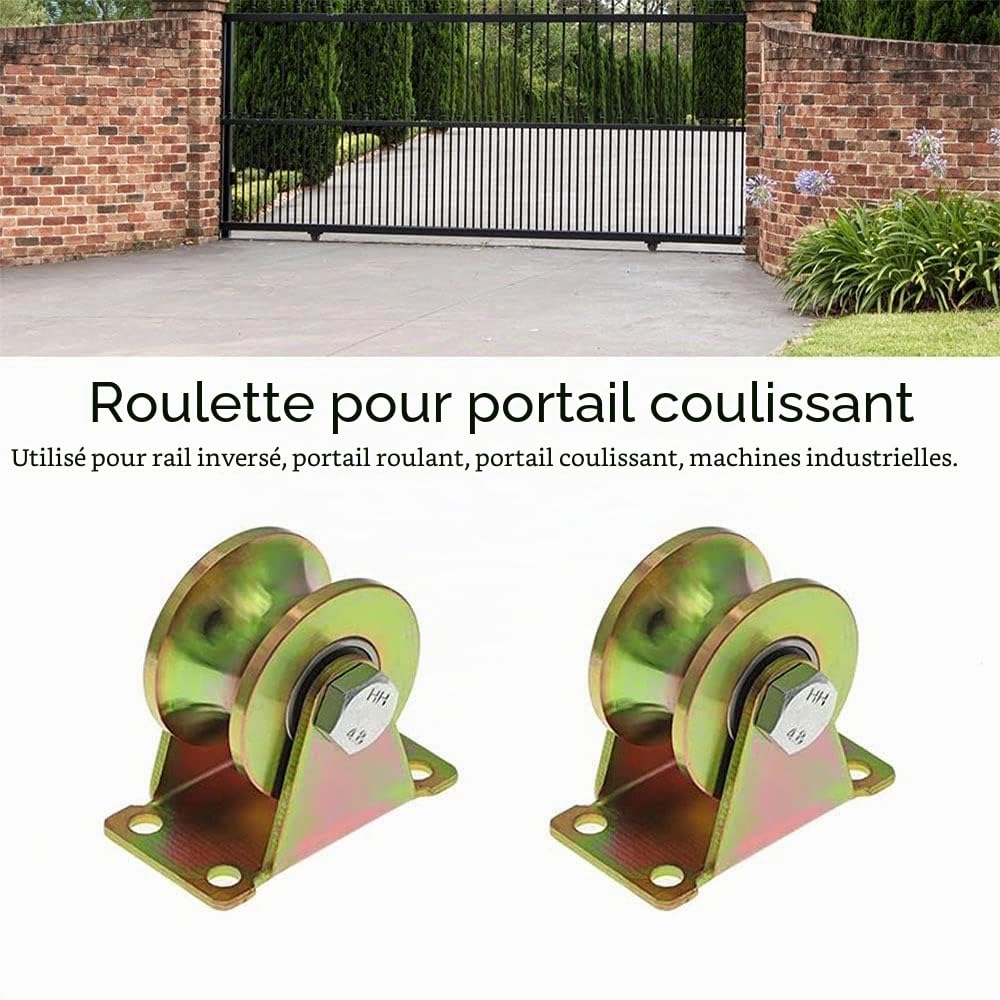 2 Pièces Roue à Rainure en V pour Voie Inversée, Roues à Rainure en V Rigides Très Résistantes, Poulie Simple pour de Levage Mouflage, pour Voie Inversée, Porte de Roulement