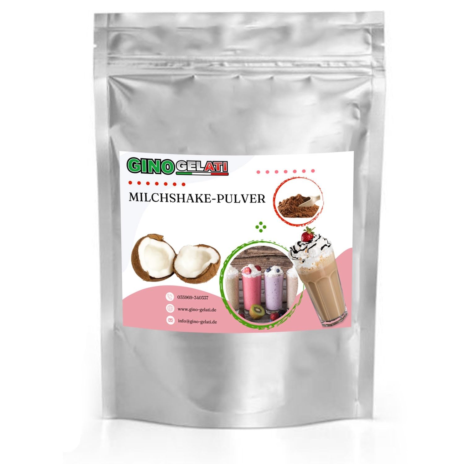 Gino Gelati Kokosmilch Nuss Milchshake Pulver 10 Kg, Nussgeschmack, schnelle und einfache Zubereitung, natürliche Aromen, für Gastronomie und private Küche geeignet