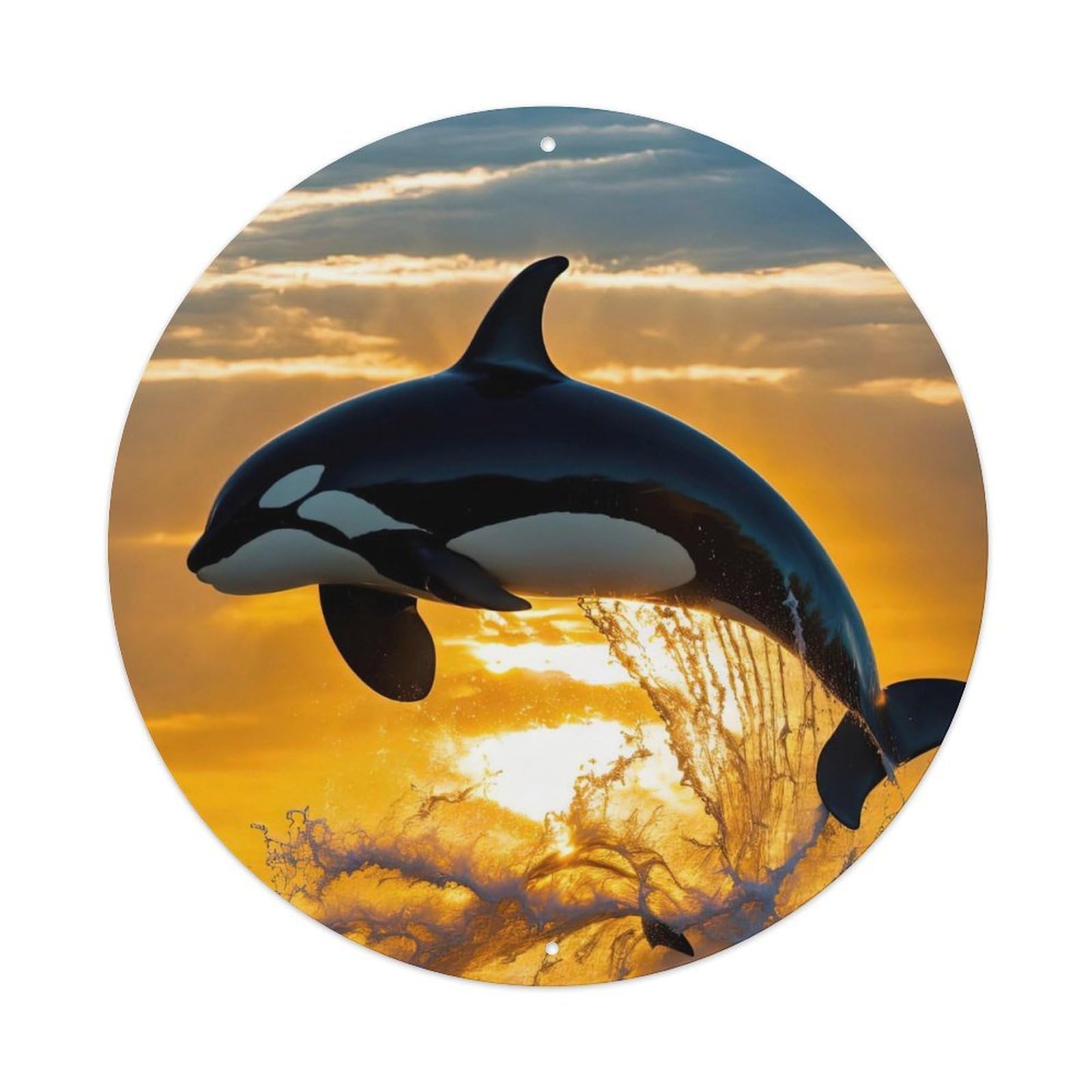 Animal Whale Leap Sunset Metal Tin Sign