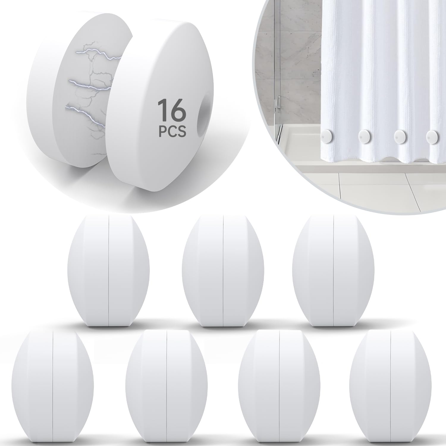 MtMinn Shower Curtain Weights - Silicone Fully Wrapped Rustproof Shower Curtain Magnets, No Sew, Waterproof, Anticollision - Heavy Outdoor Weighted