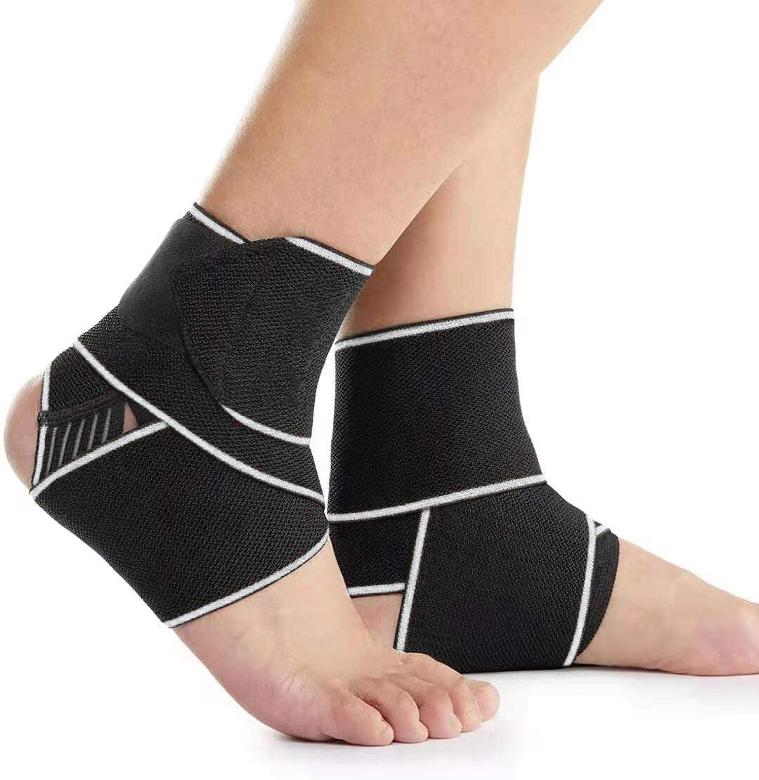 TERRIFI Ankle Brace - 2 Pack Compression Sleeve with Adjustable Strap & Comfy Ankle Support Perfect for Sprained Ankle, Achilles Tendon, Plantar Fasciitis & Sports - Ideal for Men & Women