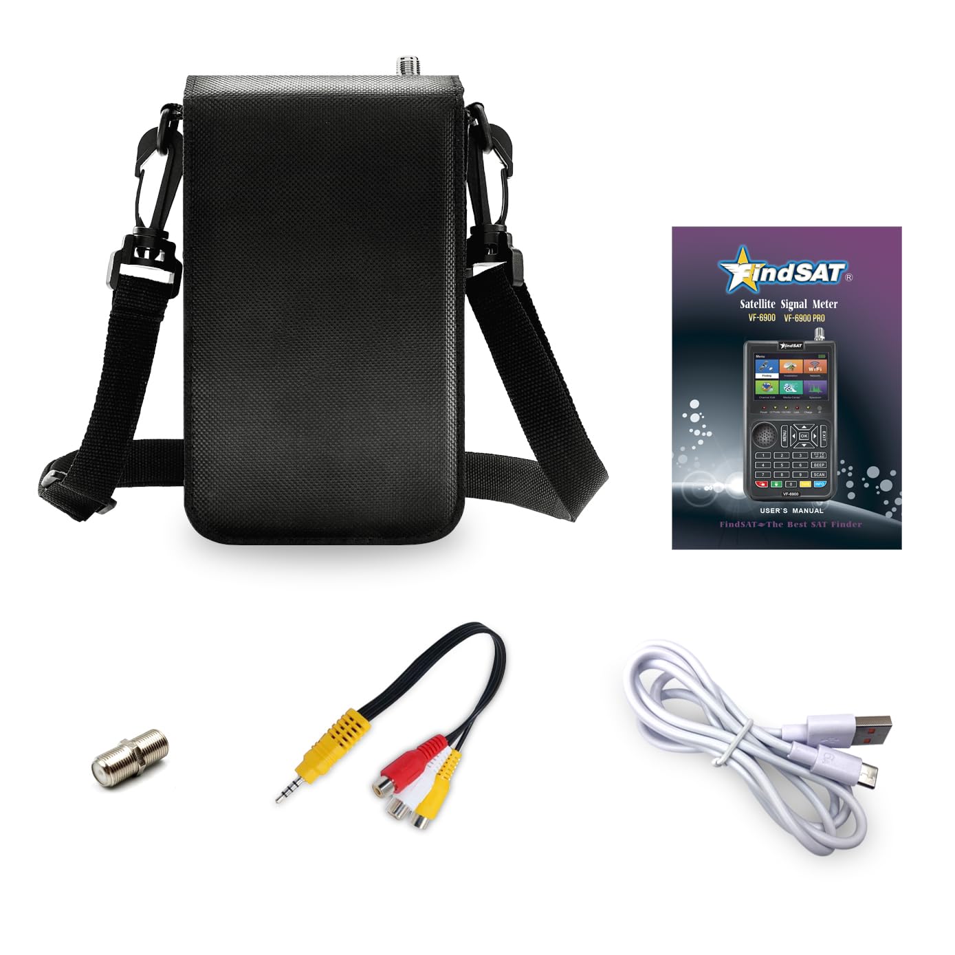 VF6900 Medidor de Campo DVB-S/S2, Medidor Señal Satelite con Imagen de TV, Buscador Satelite Parabolica Pantalla LCD HD de 3,5" con Espectro/Scr/Dcss