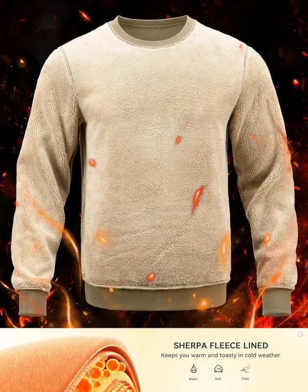 G Gradual Sherpa Lined Sweatshirts for Men Fleece Crewneck Sweatshirt Pullover Warm Shirts for Winter - Image 4