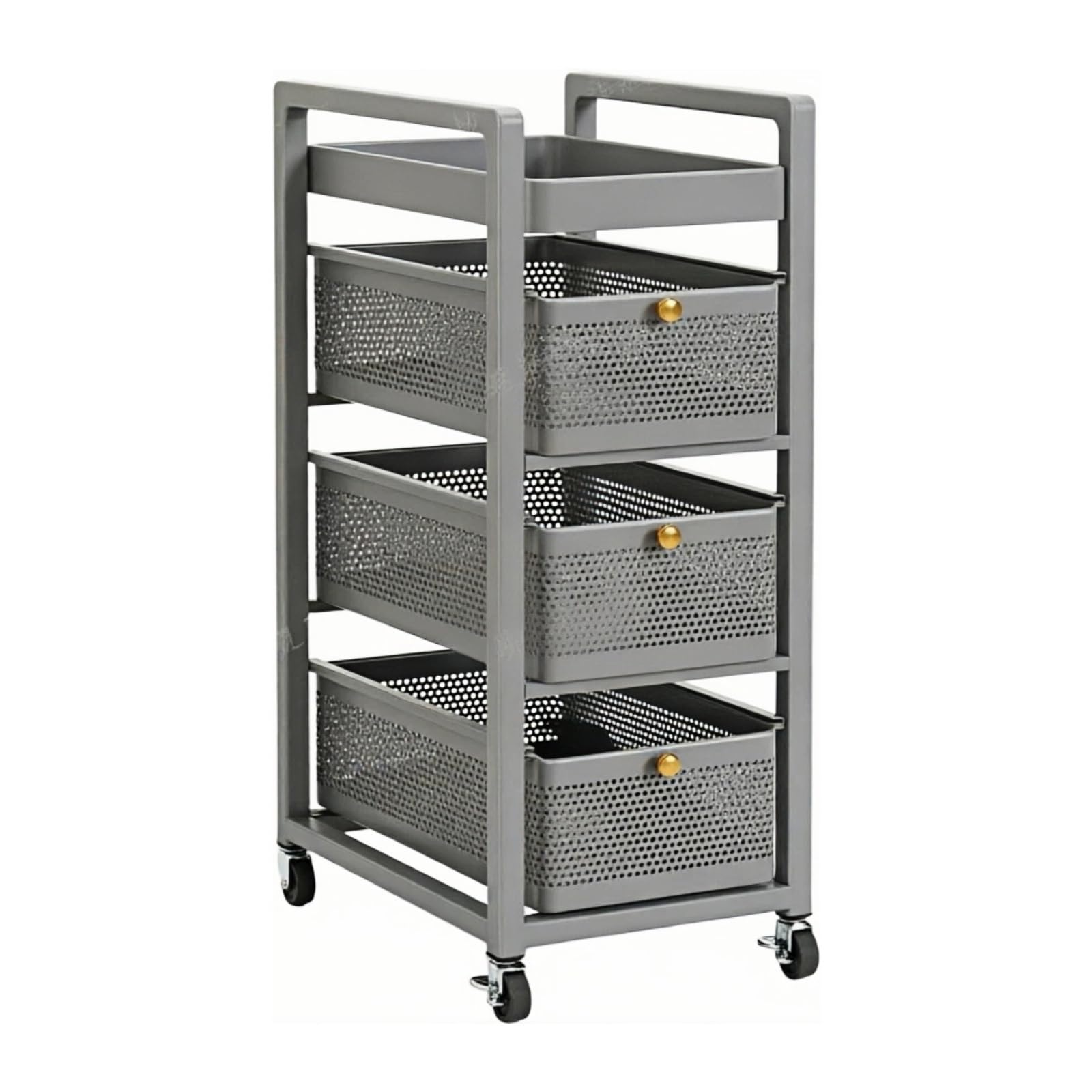 Ljhfg63kuyt Gris Multi-Purpose 4-Tier Mobile Kitchen Cart Storage Rack Rolling Vegetable Basket Shelf Utility(Gris)
