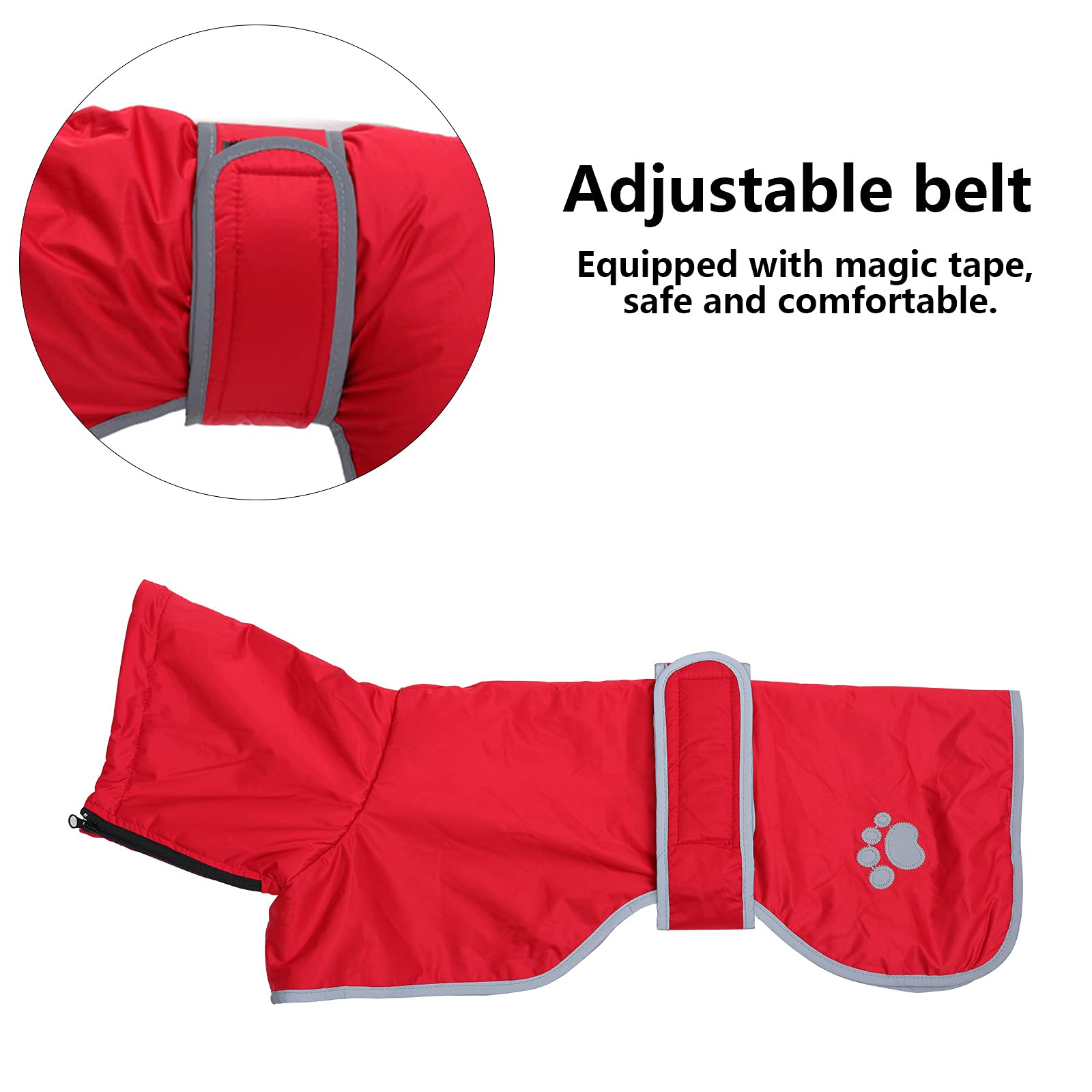 Geyecete Dog Winter Coat Greyhound raincoat fabric with lamb velvet inside Outdoor Dog Apparel with Adjustable Bands for Medium Large Dog-Red-XXXL - Image 3