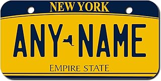 TEAMLOGO Personalized New York License Plate - Sizes for Kid's Bikes, Cars, Trucks, Cart, Key Rings Version 2 (3" X 6" Aluminum License Plate)