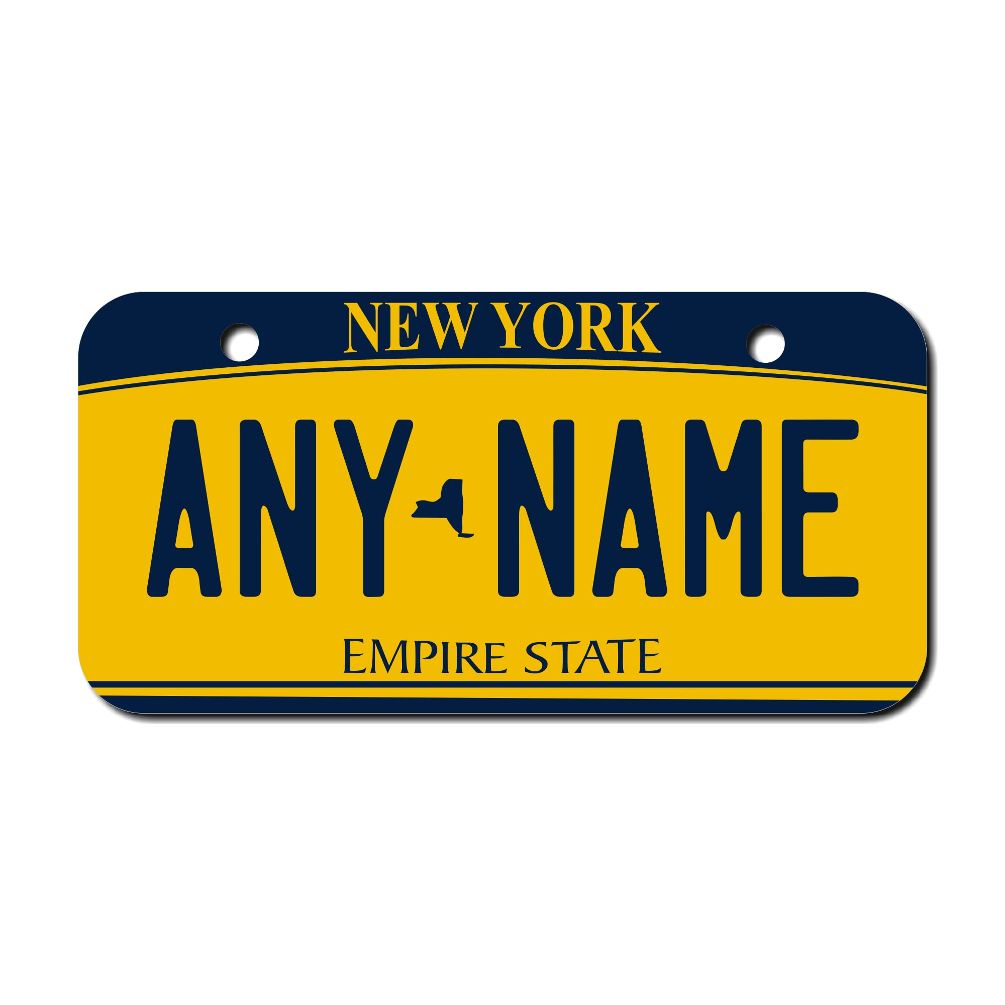 TEAMLOGO Personalized New York Souvenir License Plate - Sizes for Kid's Bikes, Cars, Trucks, Cart, Key Rings Version 2 (3" X 6" Aluminum Name Plate)