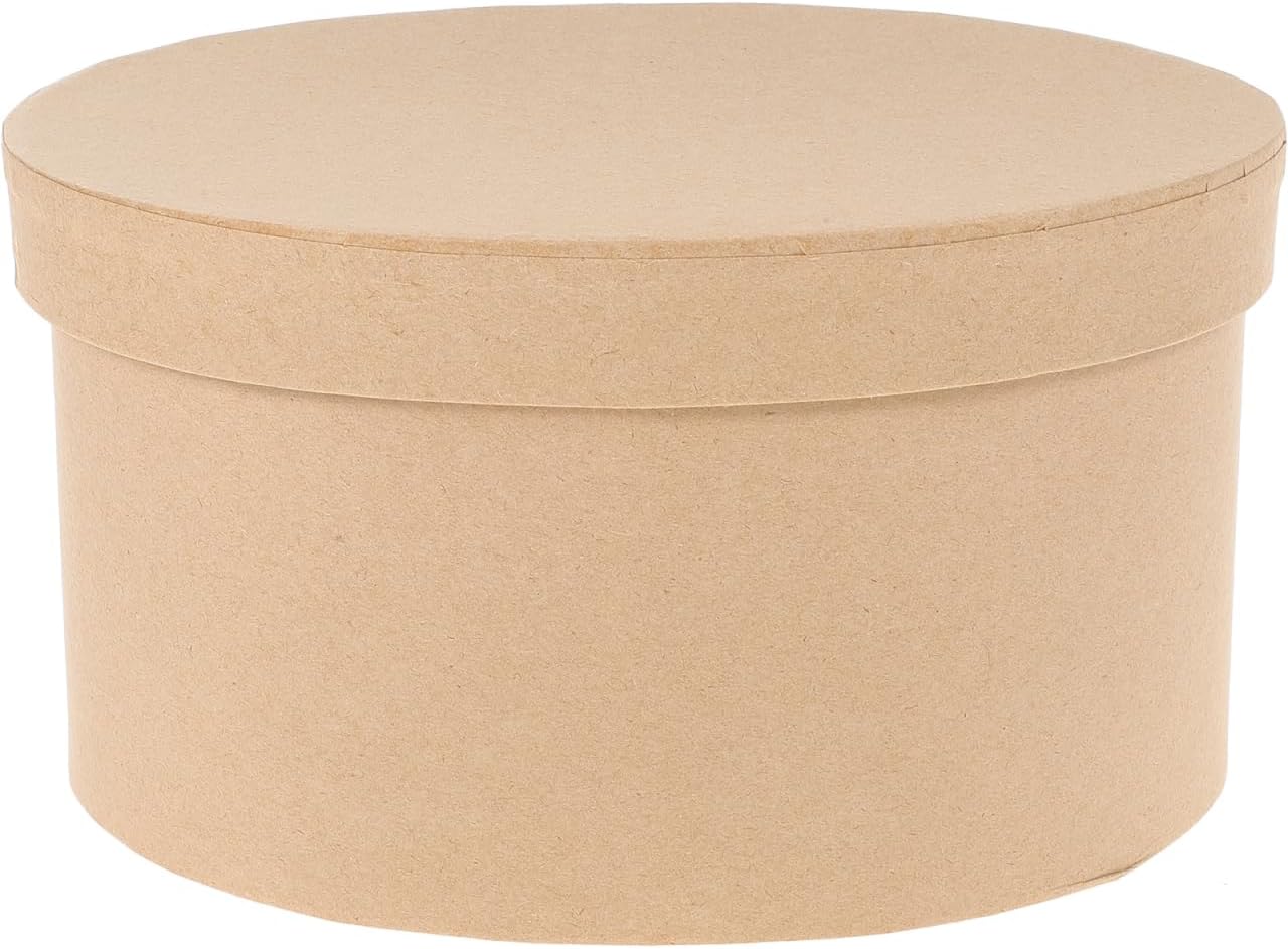 POPETPOP Round Kraft Paper Box with Lid: Brown Bakery Gift Boxes for Cookies, Decorative Storage Container for DIY Crafts and Sweets, 6.5 X 3.7 Inches