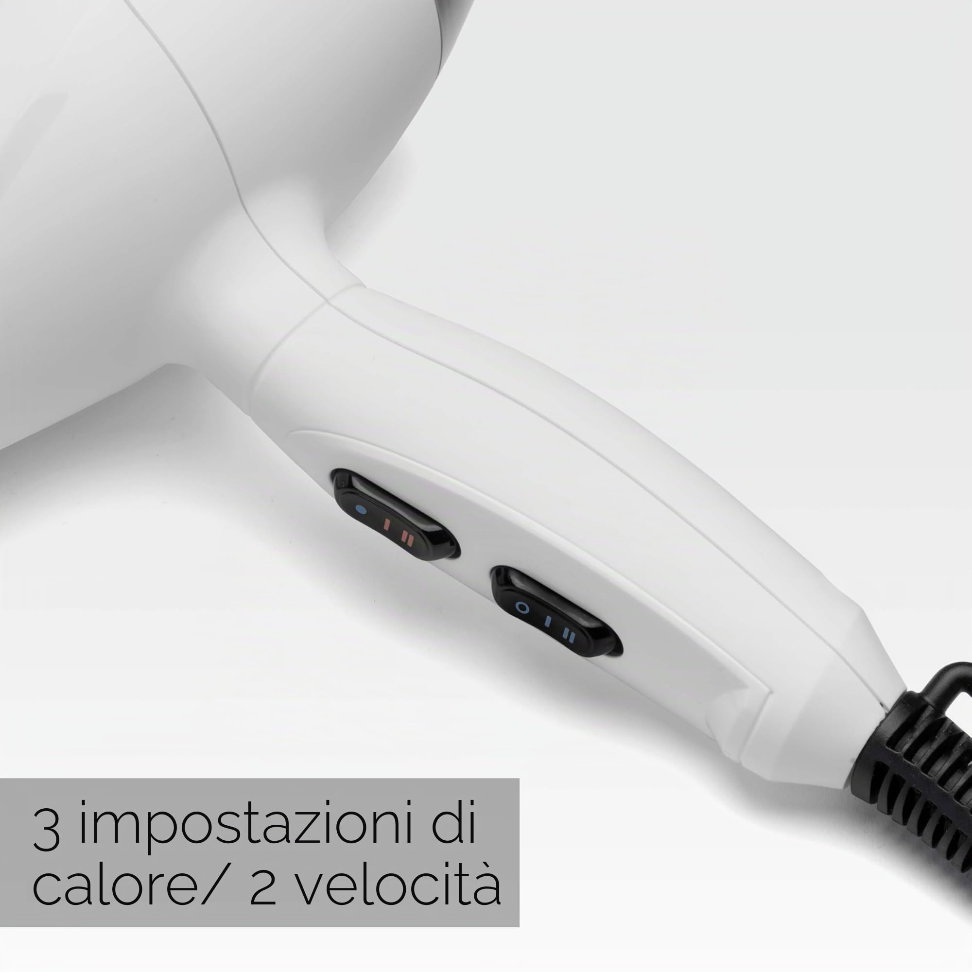 BaByliss 6704WE Made In Italy Hair Dryer with Professional AC Motor 2000W, Hair Dryer, Ultra-Fast Drying, Ionic Function, Lightweight, 3 Temperature, 2 Speed, Concentrator, White