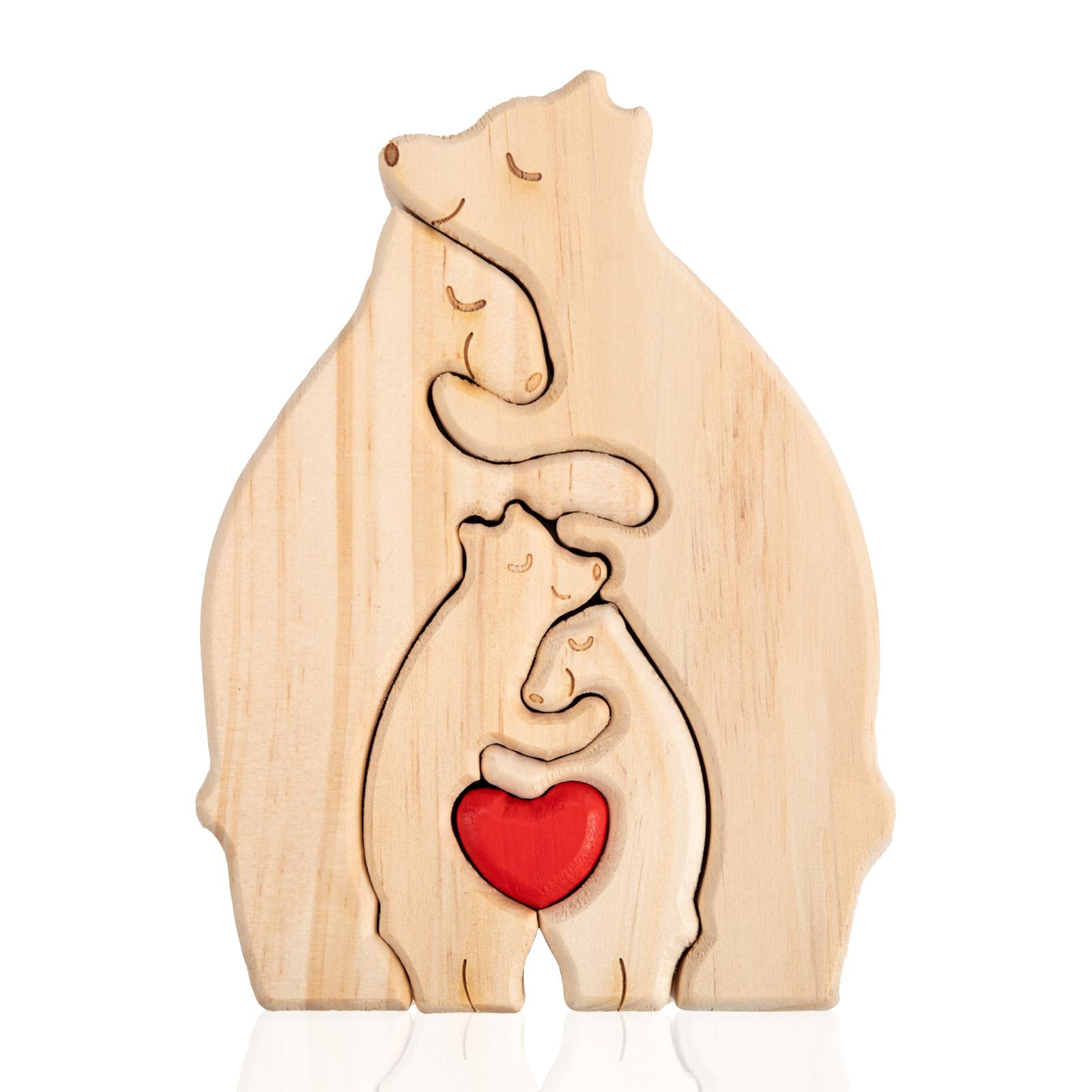 Personalized Wooden Bear Family Puzzle, 4 wooden bears piece together a warm puzzle