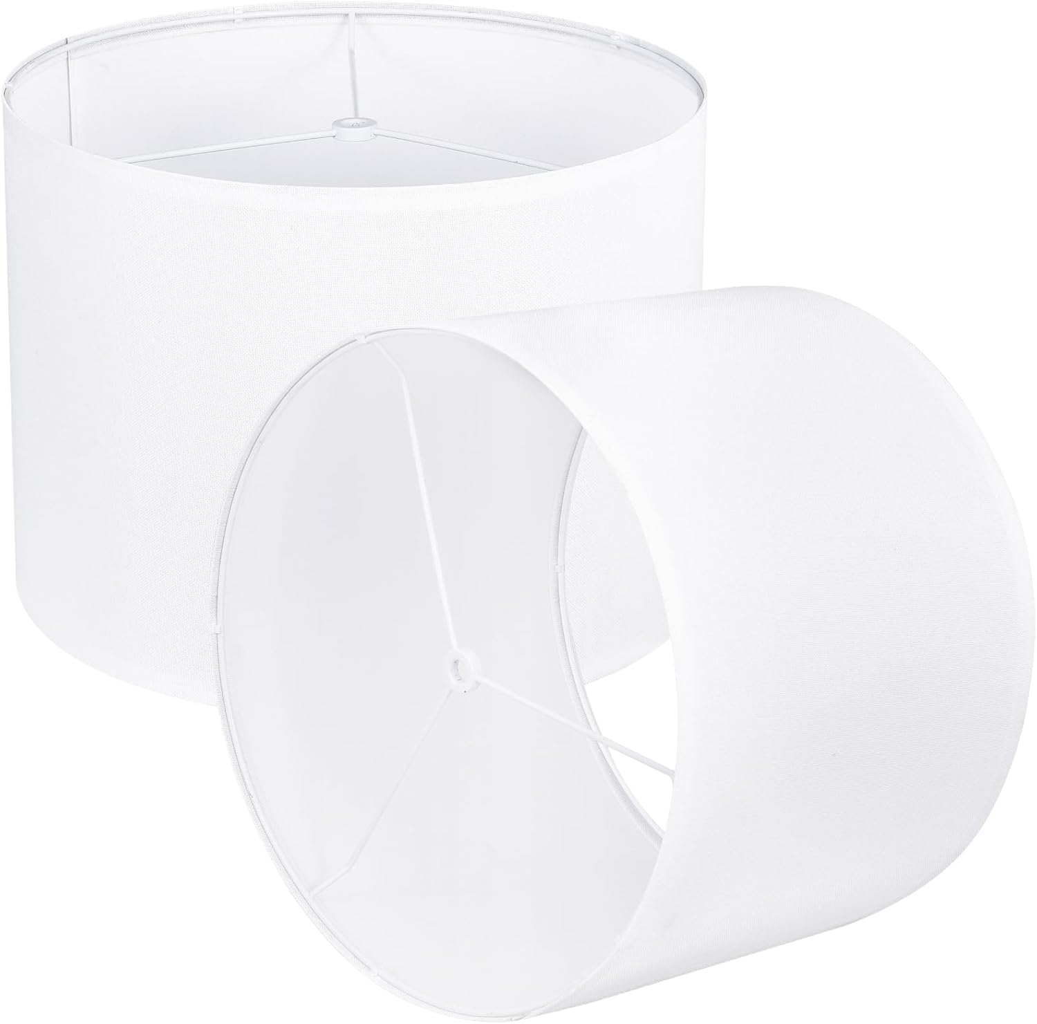 White Lamp shades Set of 2, Drum Tall LampShades 13" Top x 13" Bottom x 10" Height, Lamp Shades for Table Lamps & Floor Lamps & Bedside Lamps Replacement, Natural Linen Lampshades Easy Assembly