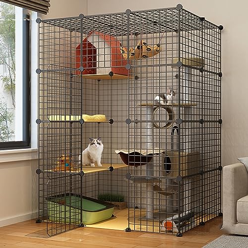 Grand parc pour chat en métal et enclos modulable intérieur pour lapins
